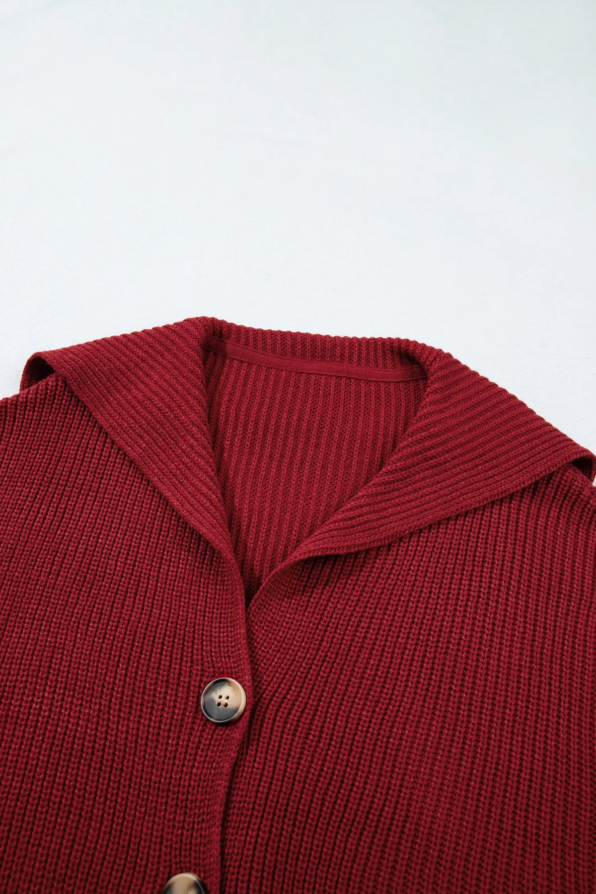 Red Dahlia Solid Colour Knit Oversized Button Front Sweater Cardigan – Burgundy