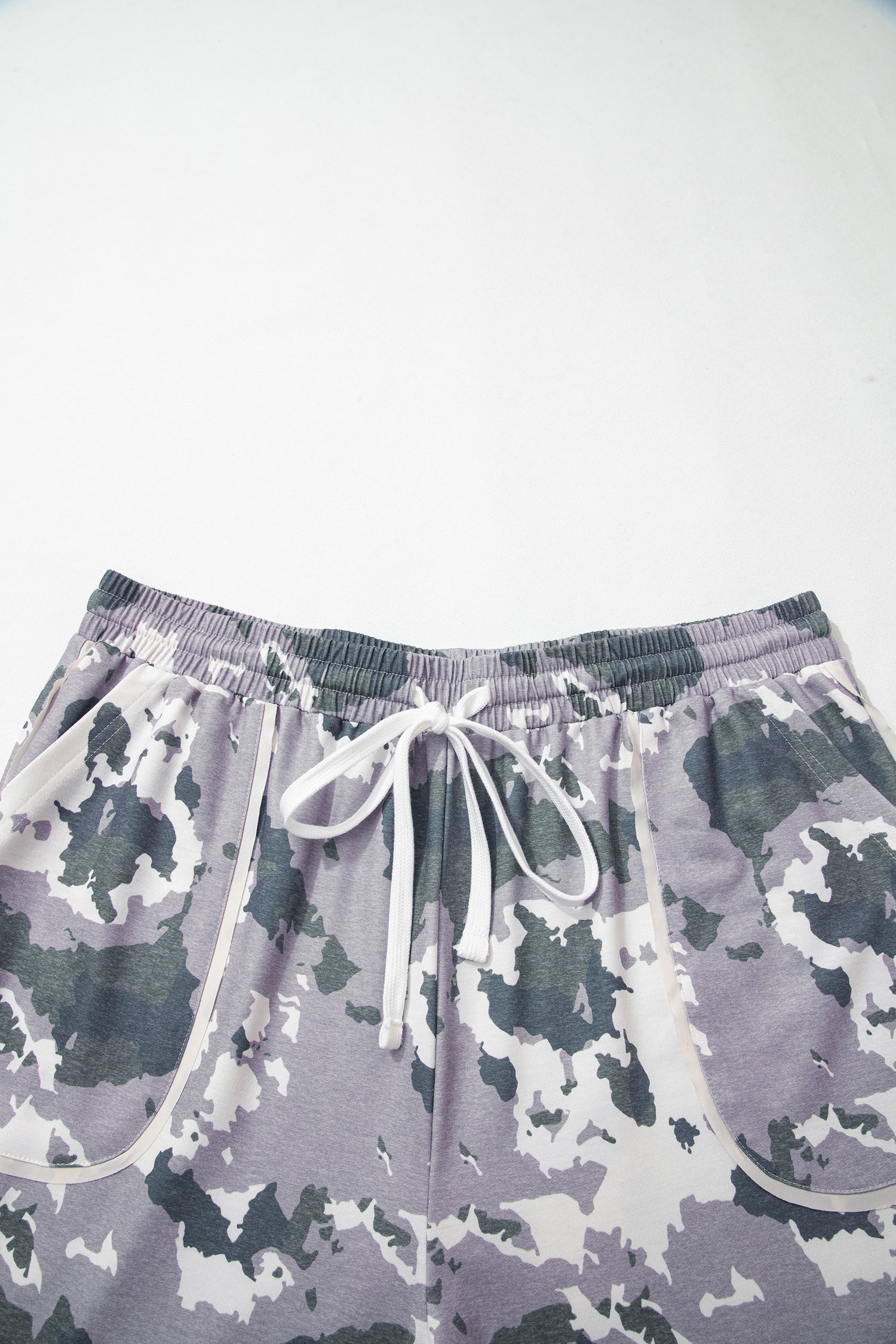 Camo Drawstring Waist Patch Pocket Plus Size Pants – Brown