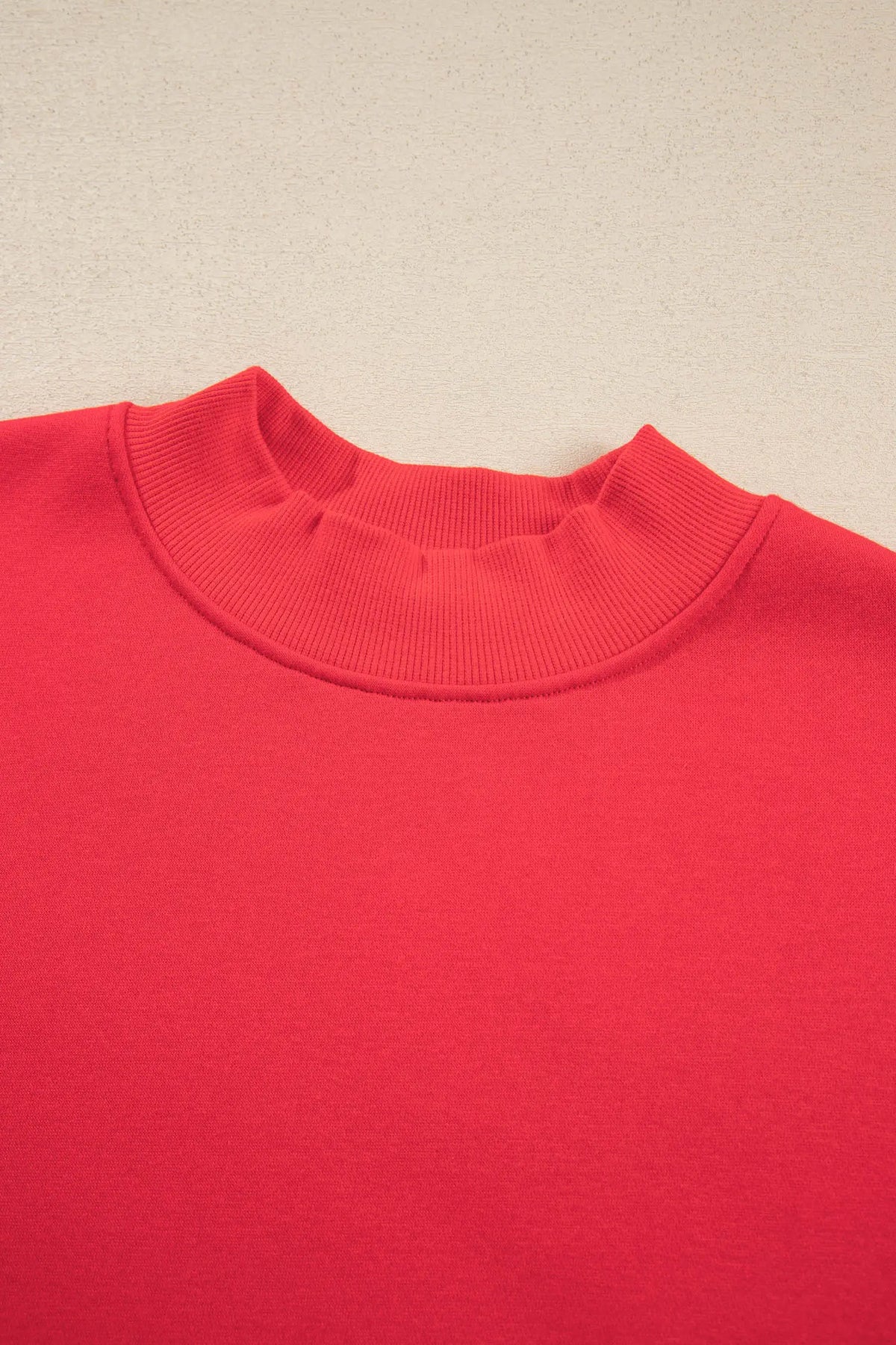Plaid Sleeve Colourblock Loose Tunic Sweatshirt – Fiery Red