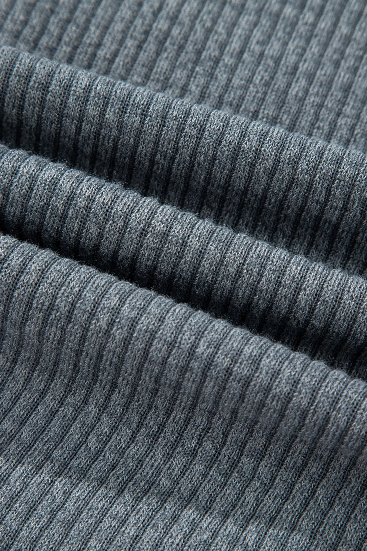 Medium Grey Ribbed Knit Buttons Front Flap Pocket Casual Shacket