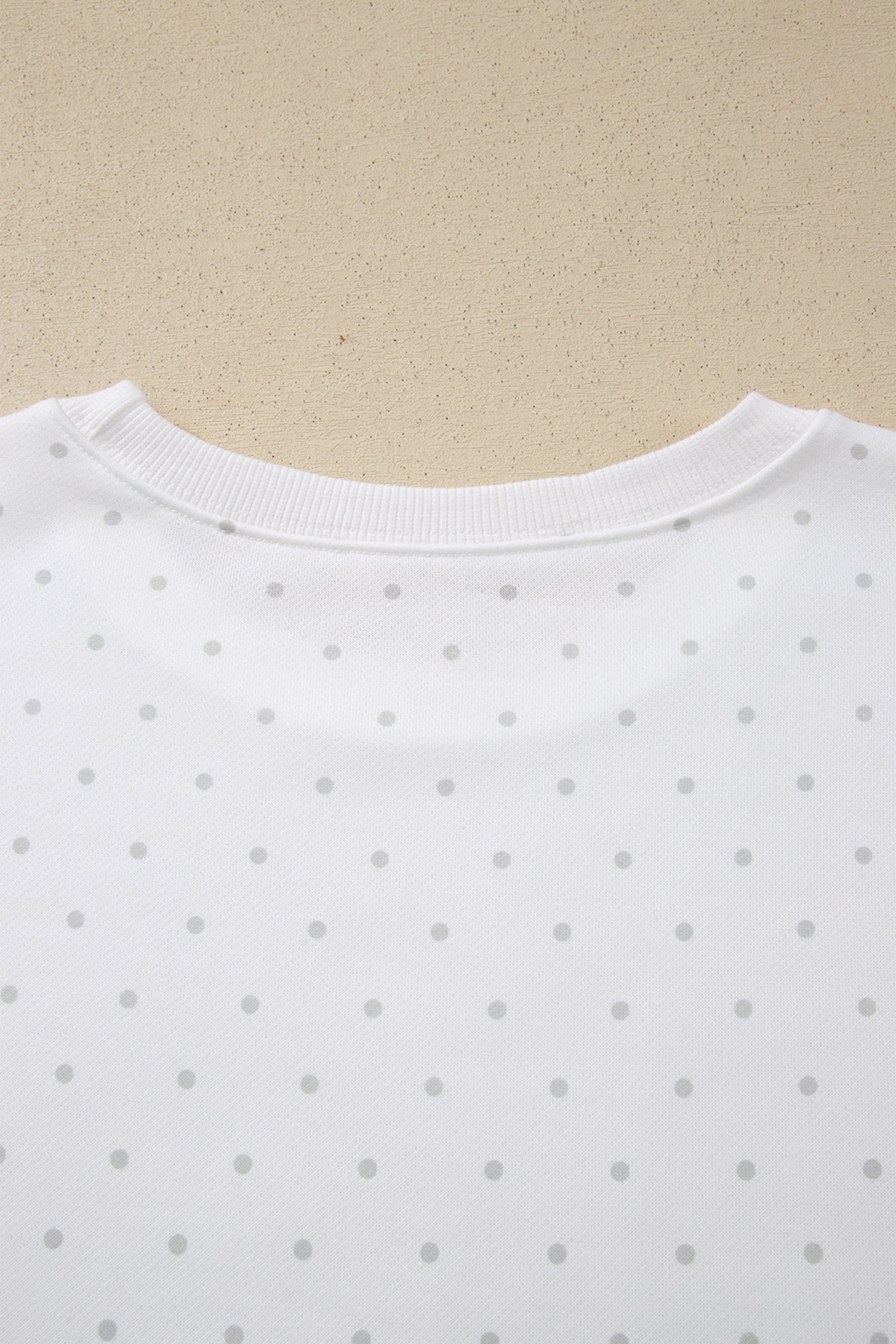 Polka Dot Print Side Stripe Detail Casual Sweatshirt 2pcs Short Set – White
