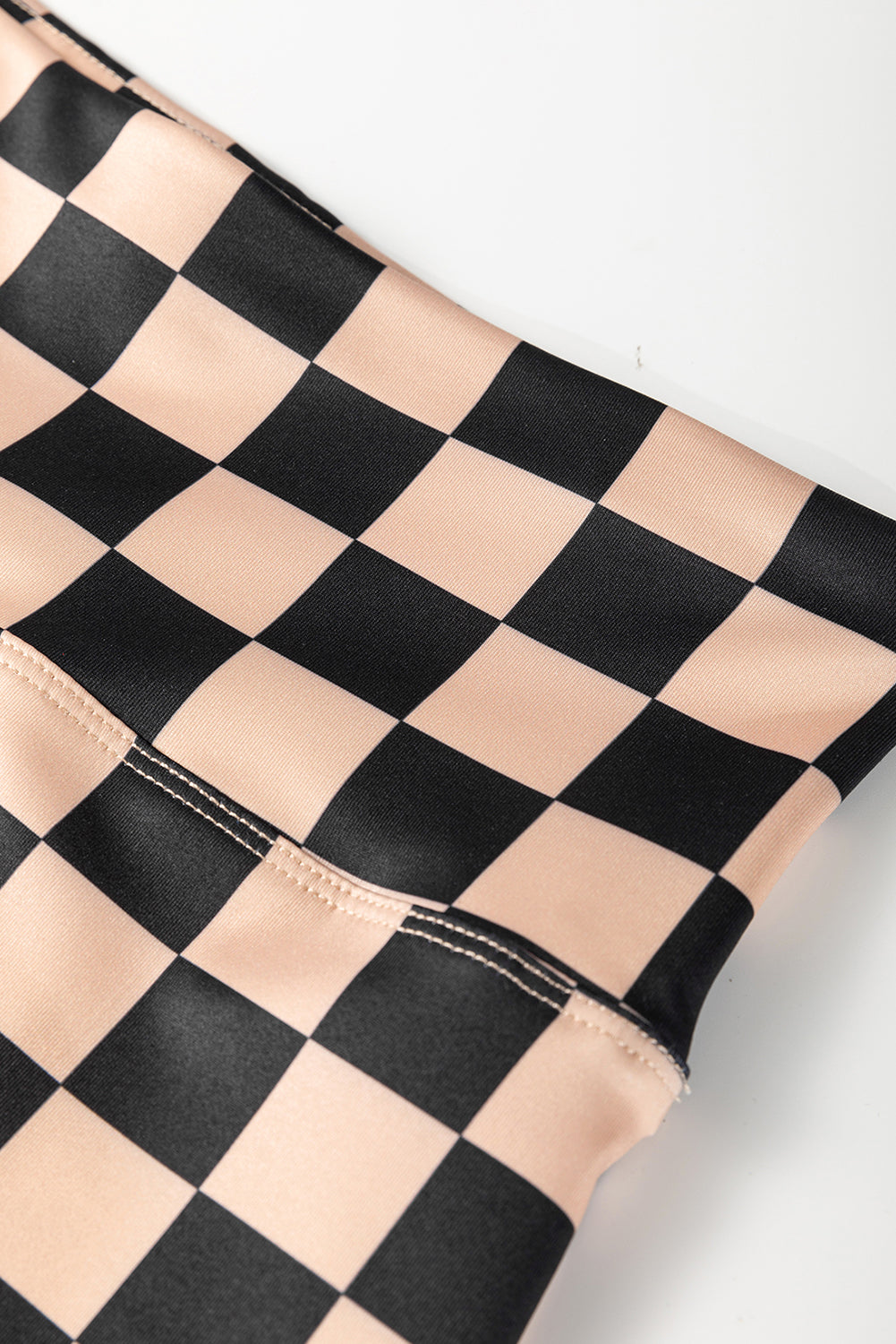 Khaki Checkered Pattern High Waist Skinny Leggings eAura