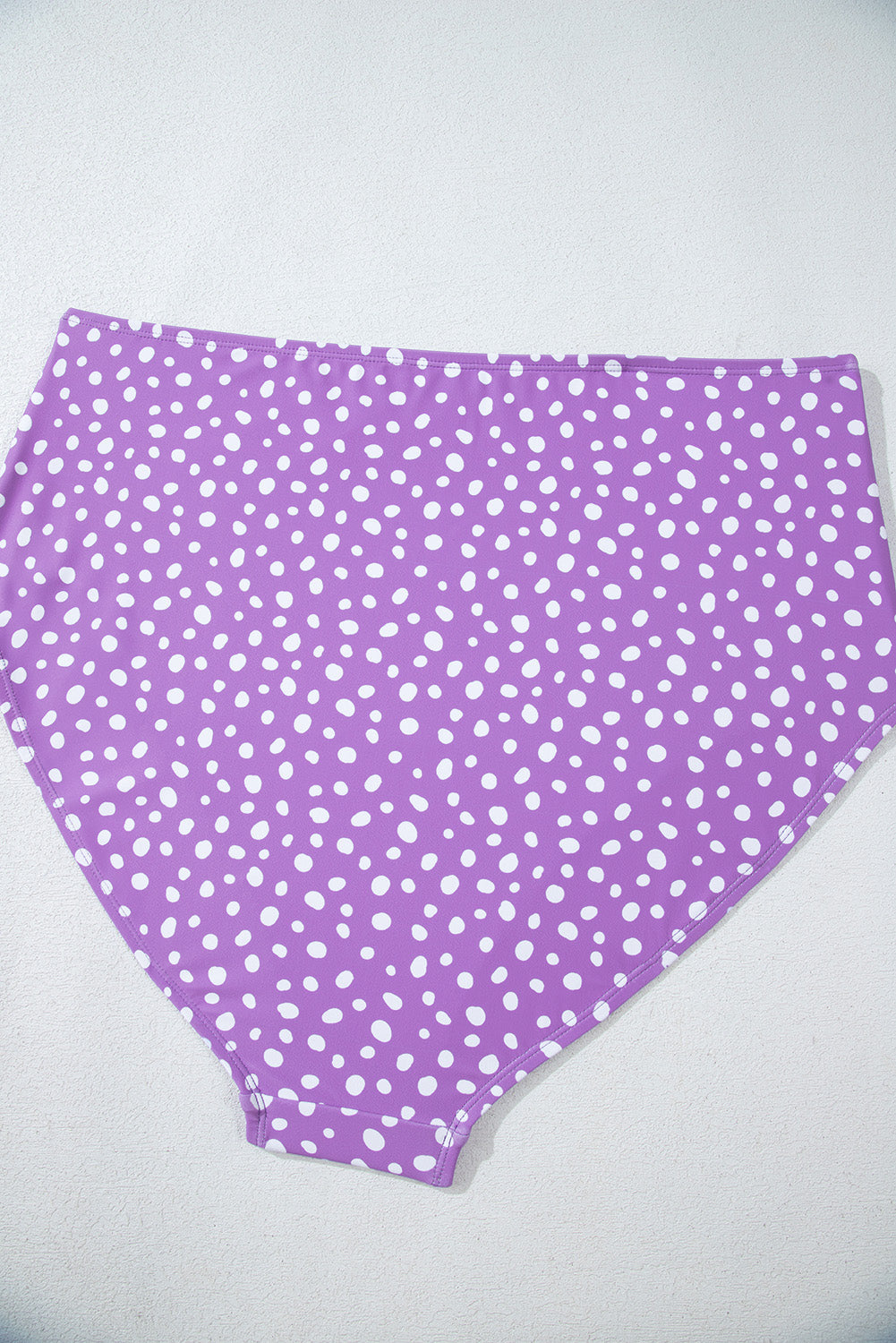 Purple Plus Size Polka Dot Print Ruffled Knotted V Neck Tankini Set BB Fashion Outlet