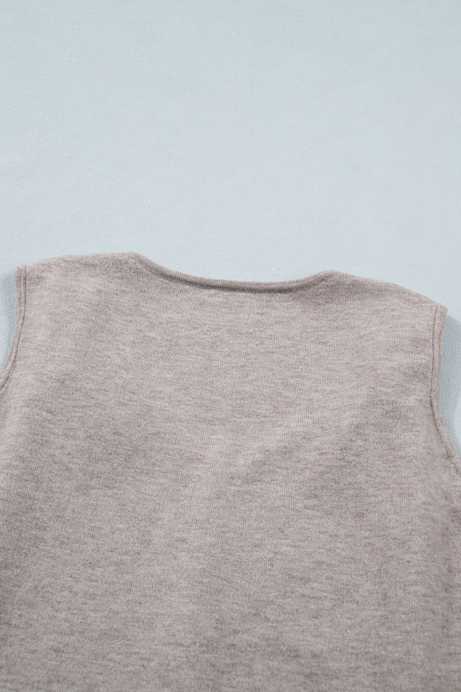 Taupe Metallic Star Detail V-Neck Sweater Knit Tank Top