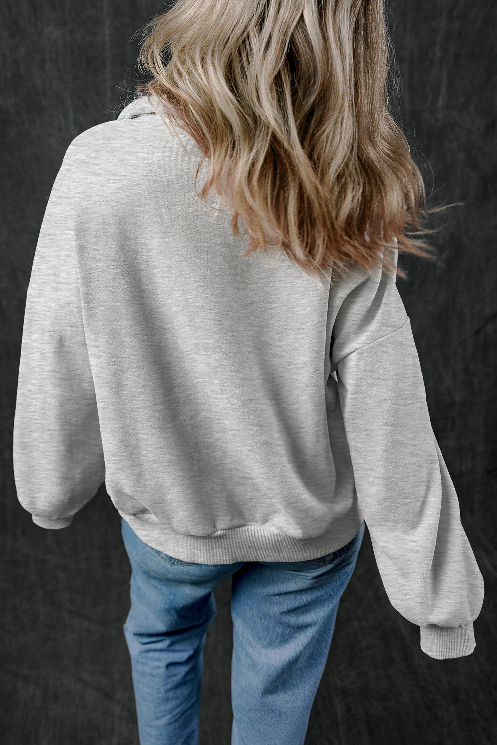 Light Grey Zip-up Stand Neck Kangaroo Pocket Sweatshirt eAura