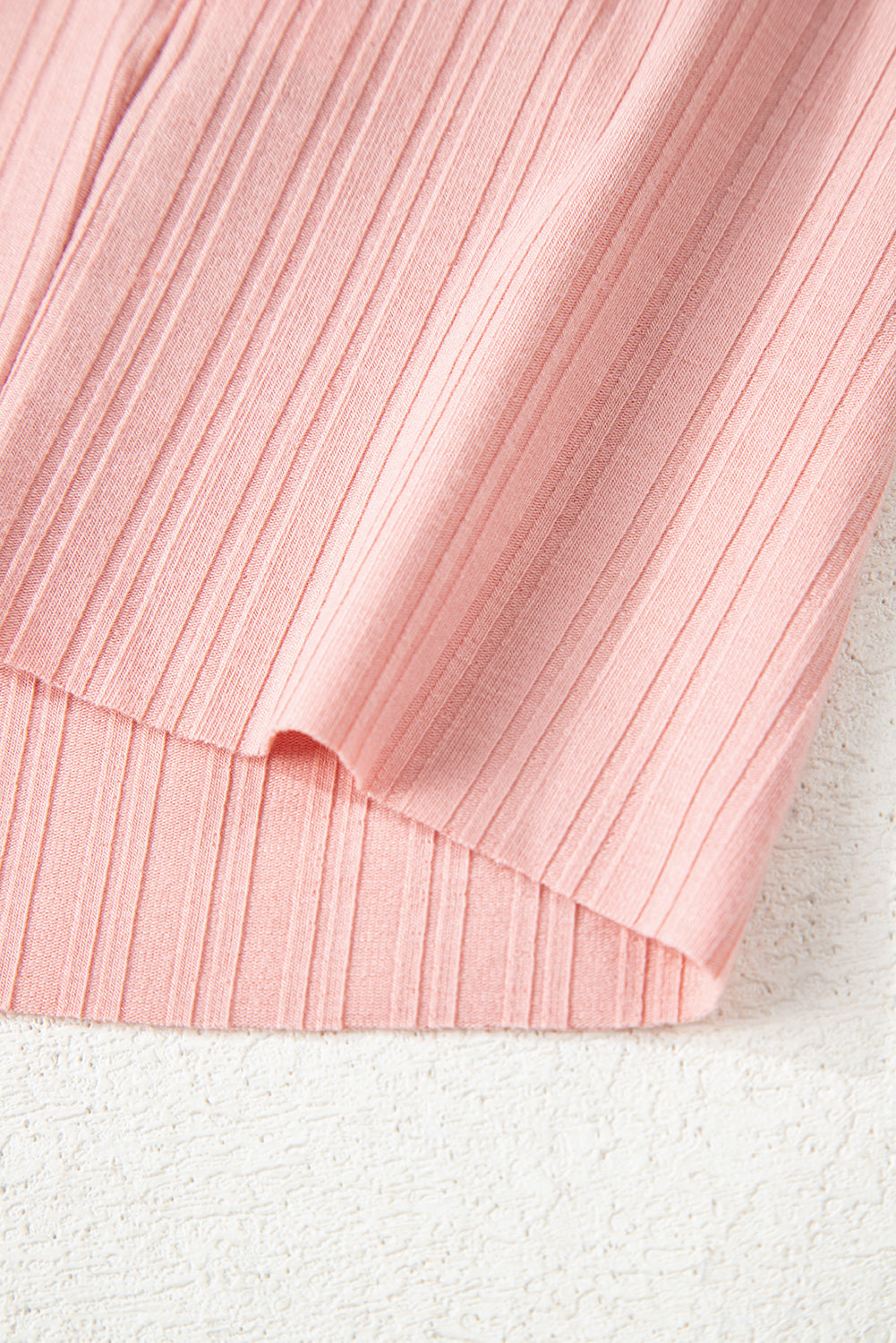 Pink Ribbed Button V Neck Tank Top and Shorts Co-ord Set eAura