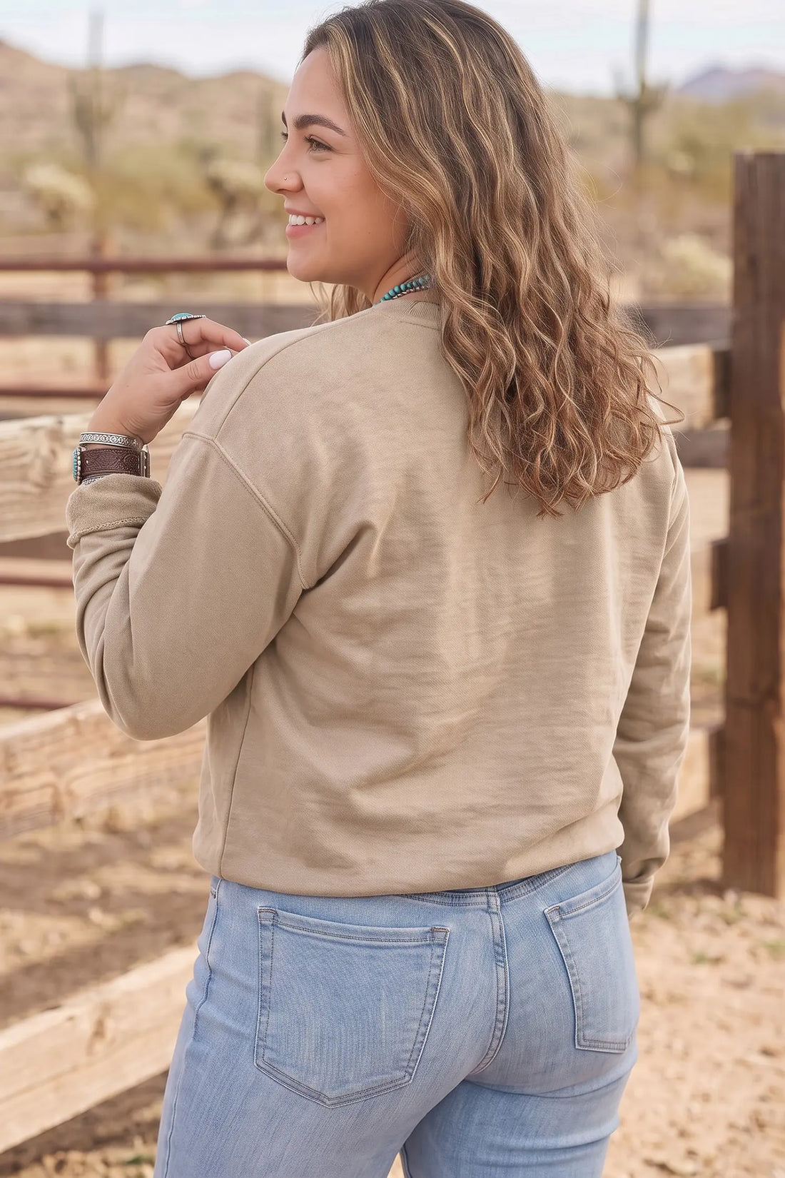 PRAY Letter Patchwork Round Neck Long Sleeve Plus Size Sweatshirt