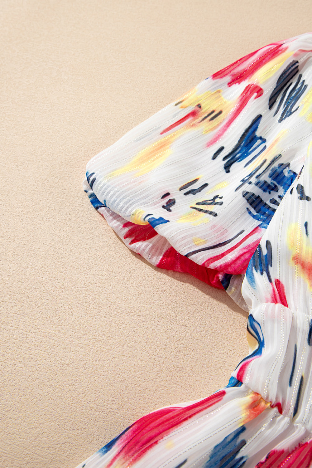 Rose Abstract Print Short Puff Sleeve Tiered Maxi Dress eAura