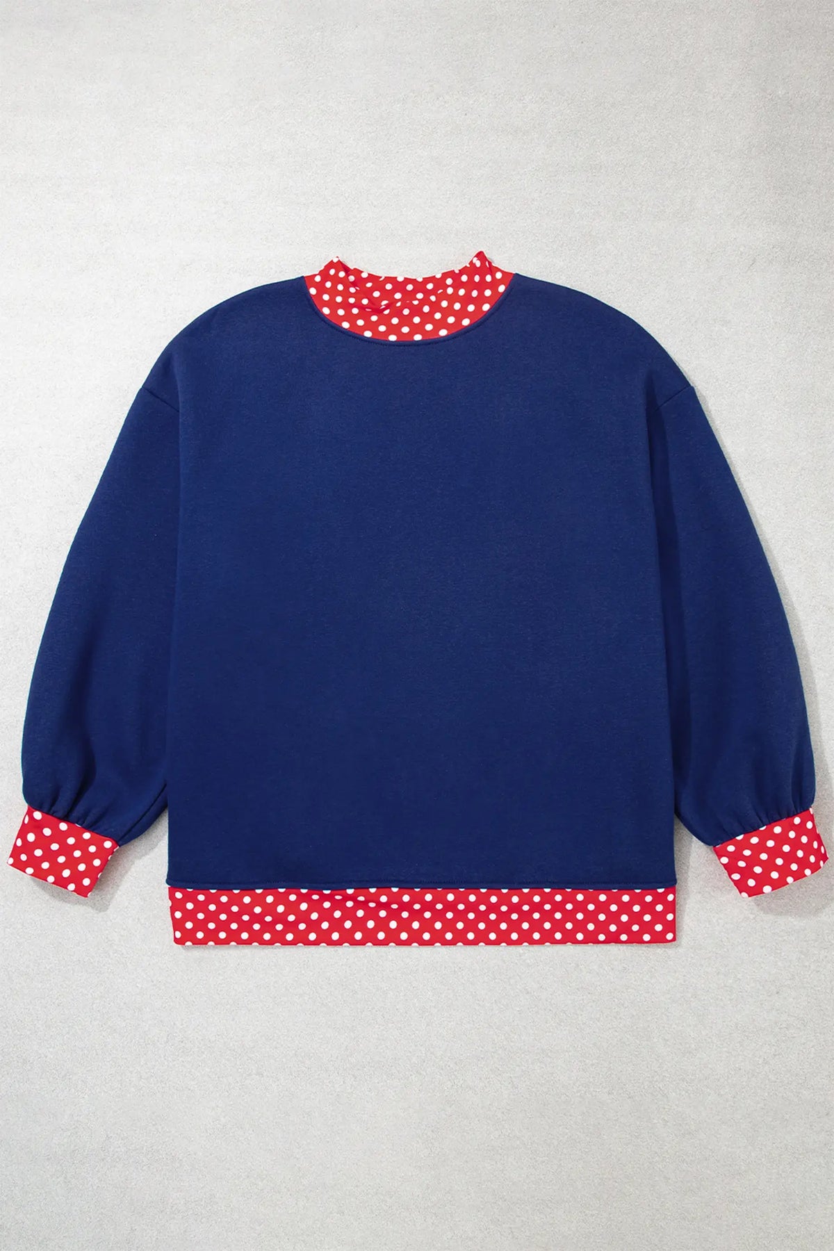 Polka Dot Patchwork Round Neck Plus Size Sweatshirt – Racing Red