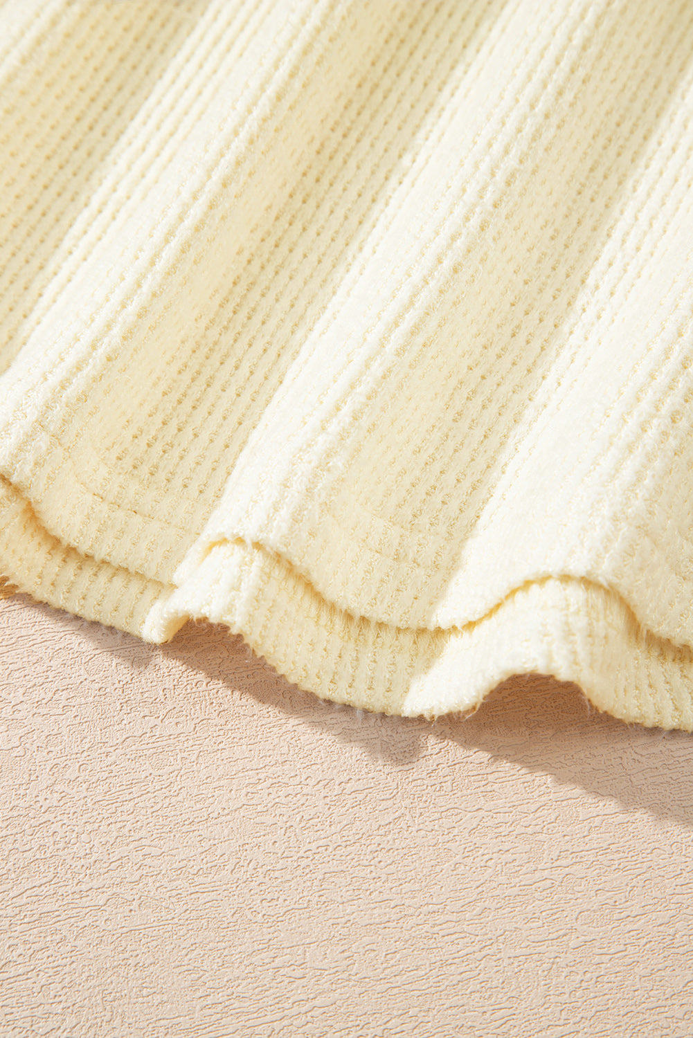 CreamTextured Half Buttons Henley Top - eAura