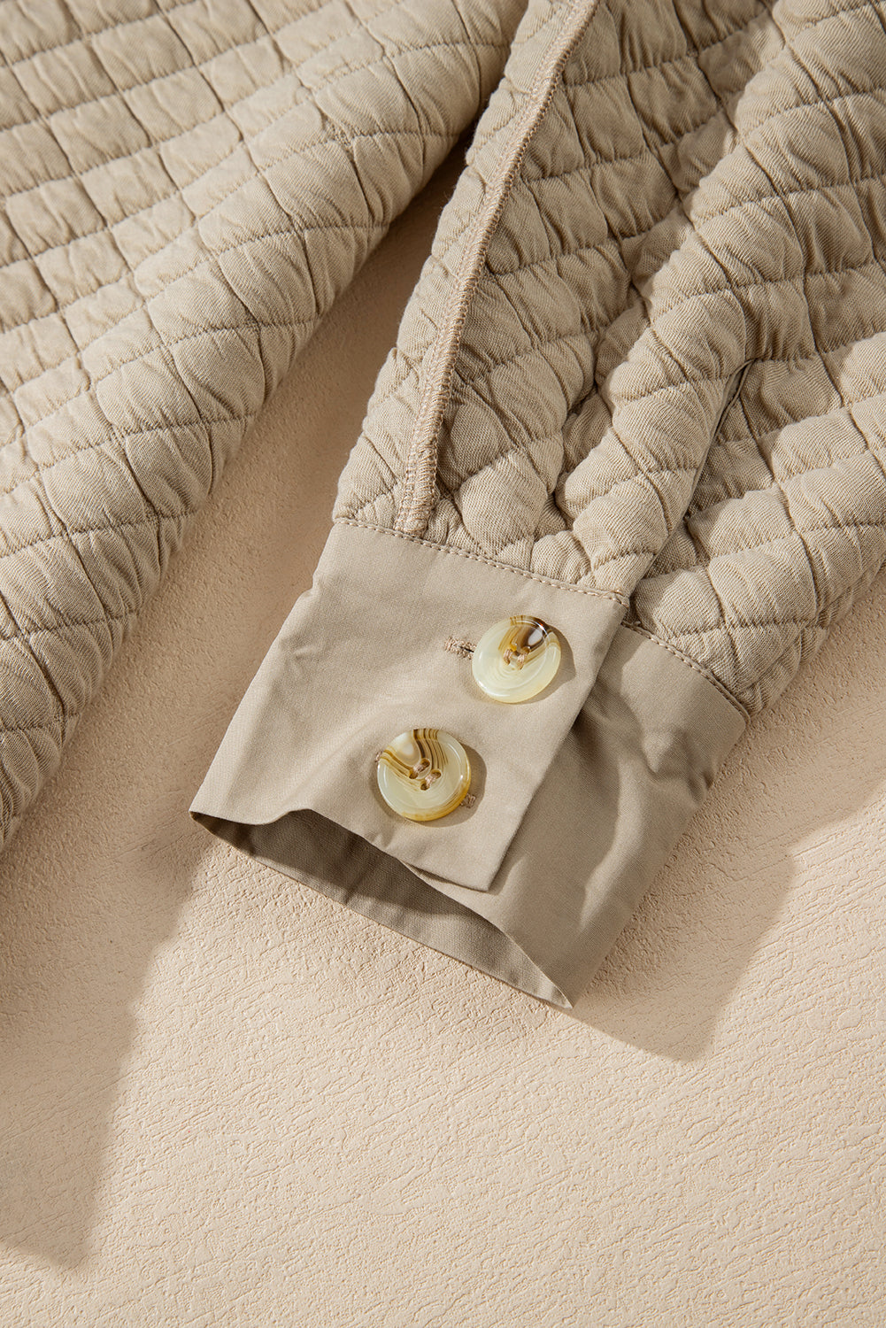 Jet Stream Solid Colour Quilted Puffer Buttoned Shacket eAura