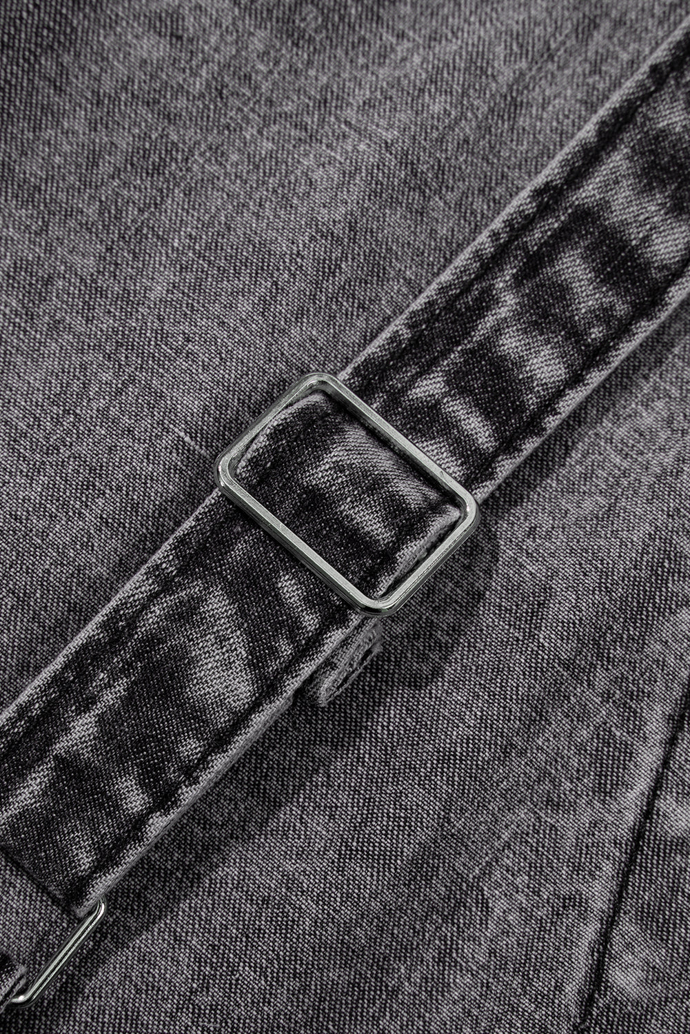 Dark Grey Light Wash Frayed Exposed Seam Wide Leg Denim Overall eAura