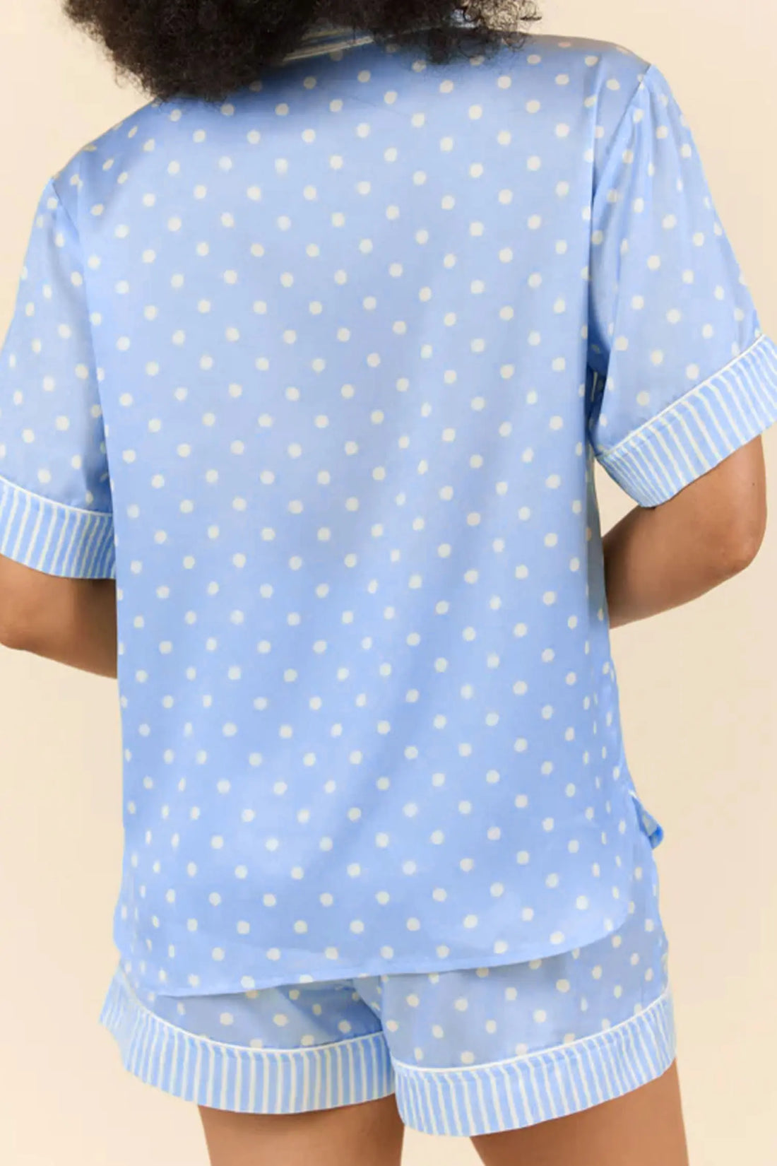 Sky Blue Dotted Print Soft Short Pyjama Set – Light Blue