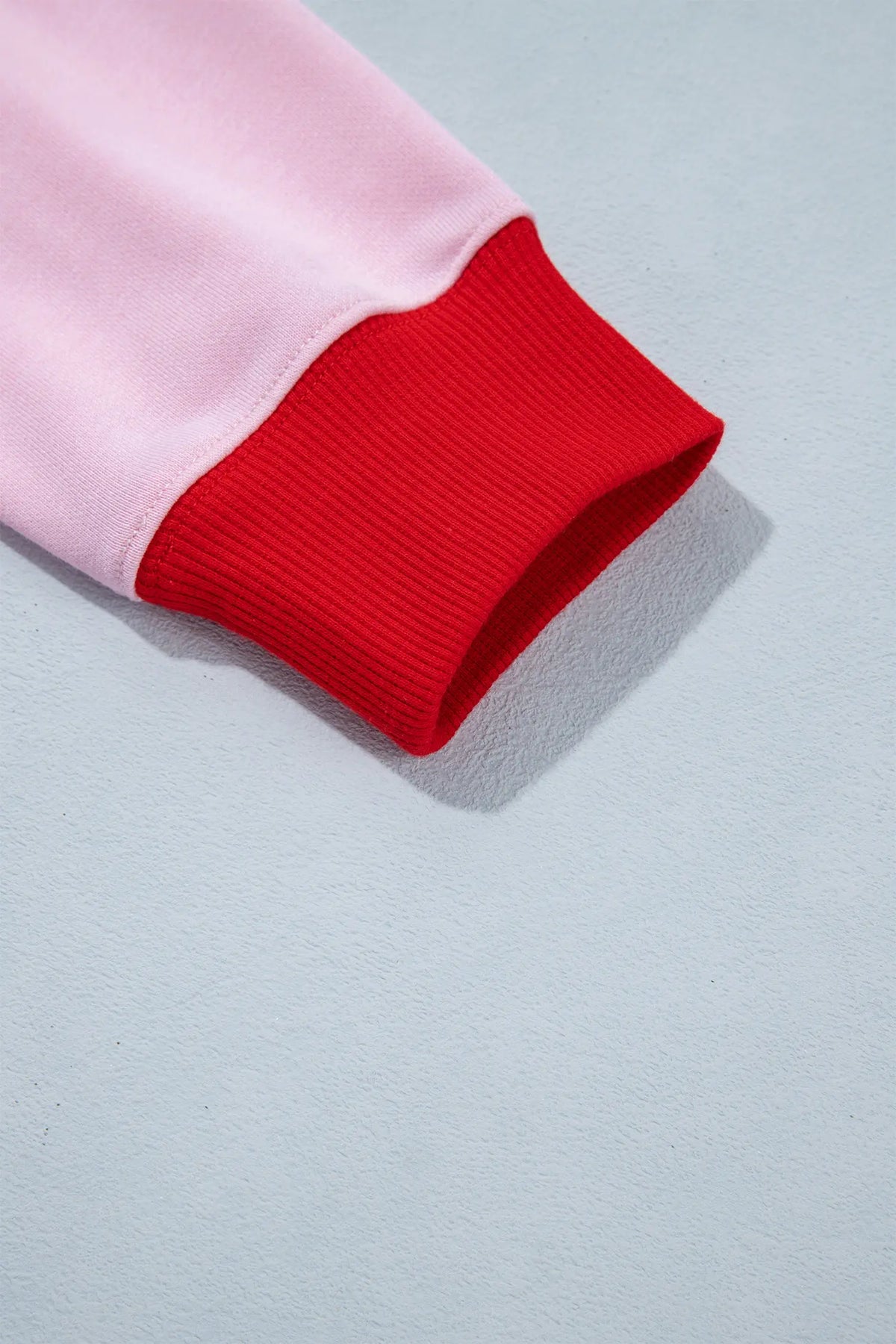 Colourblock Trim Crewneck Long Sleeve Pullover Sweatshirt – Pink
