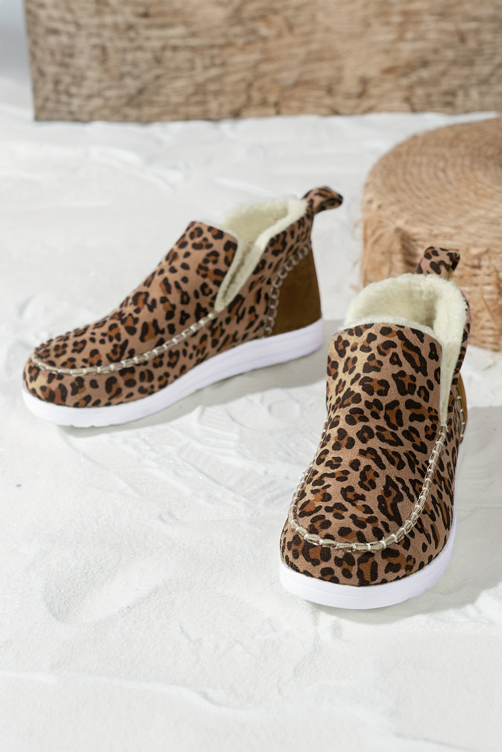 Brown Leopard Print Fleece Lined Winter Snow Boots - eAura
