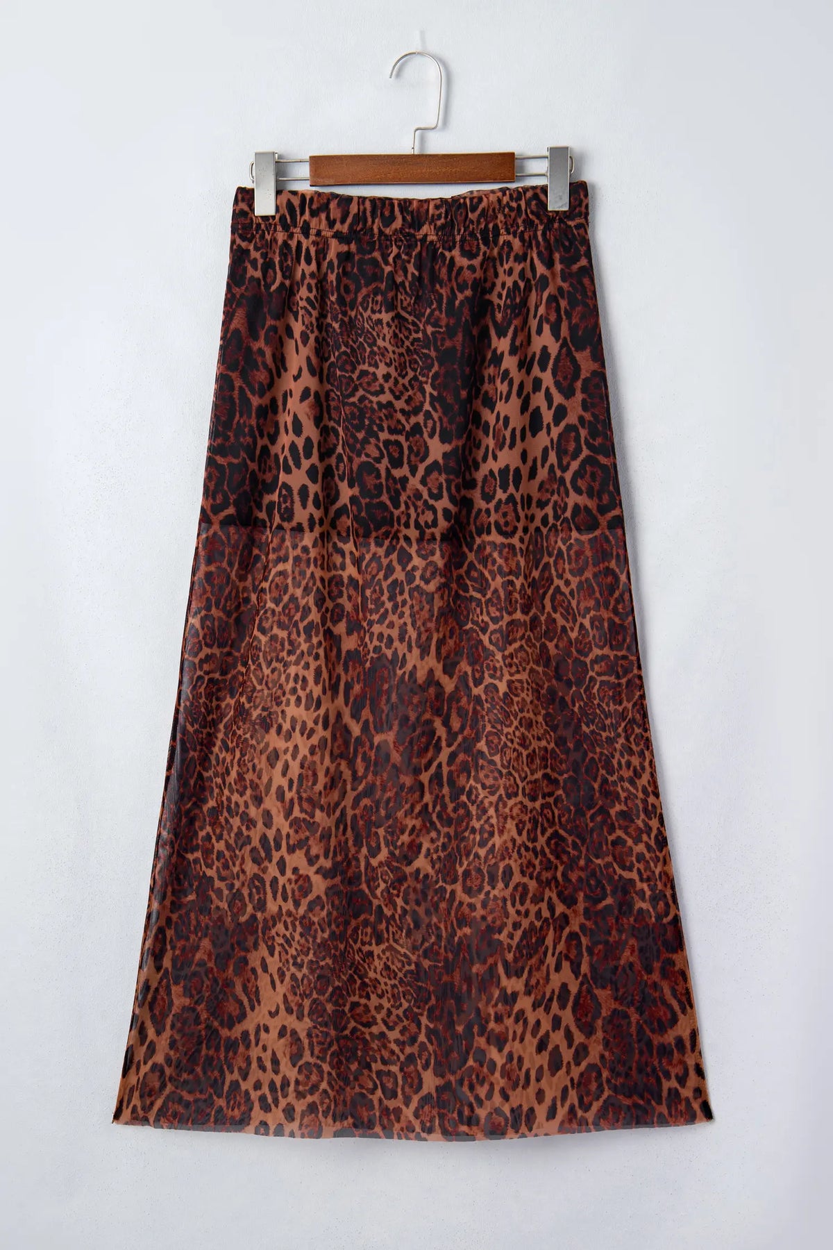 Leopard Sheer Maxi Skirt – Brown
