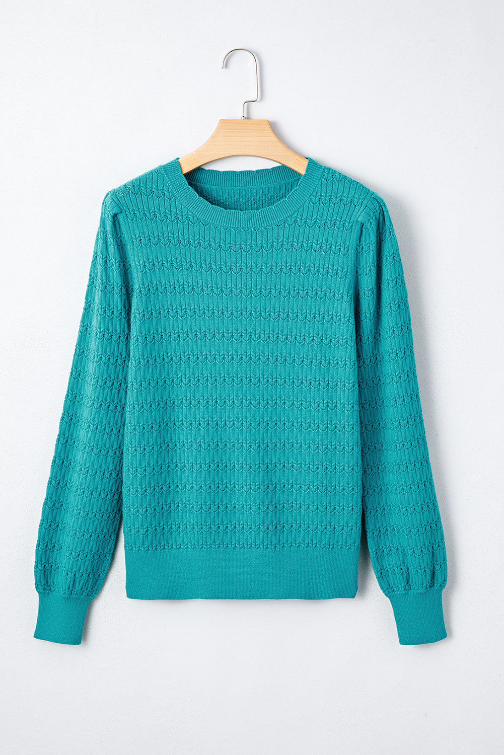 Pattern Knit Ribbed Cuffs Sweater - eAura