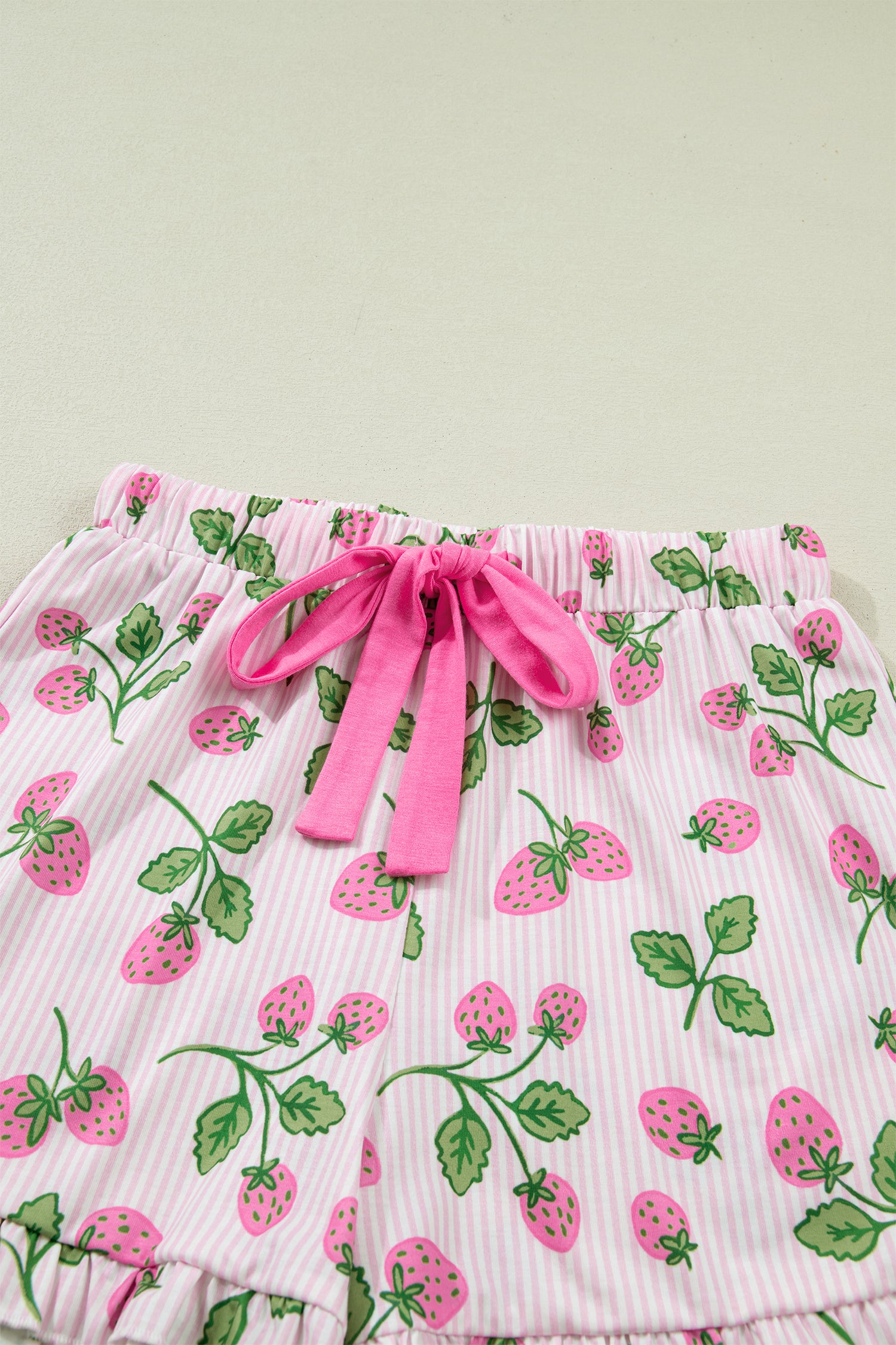 Striped Strawberry Print Pyjama Set – Pink