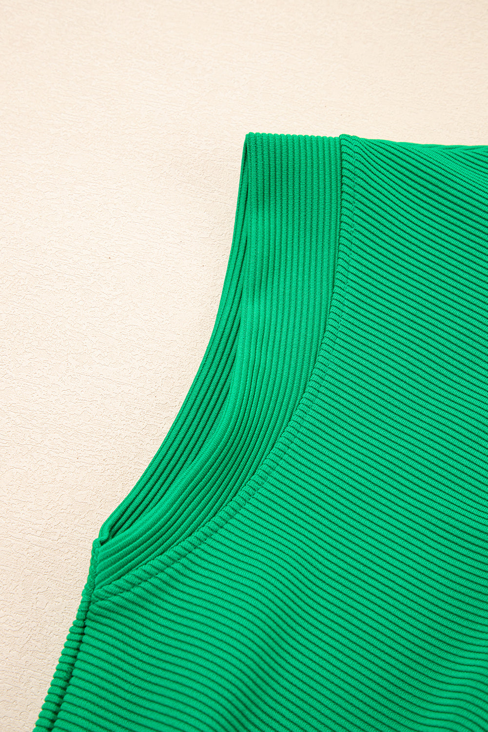 Bright Green Textured Short Sleeve Half Zip Drawstring Waist Romper eAura