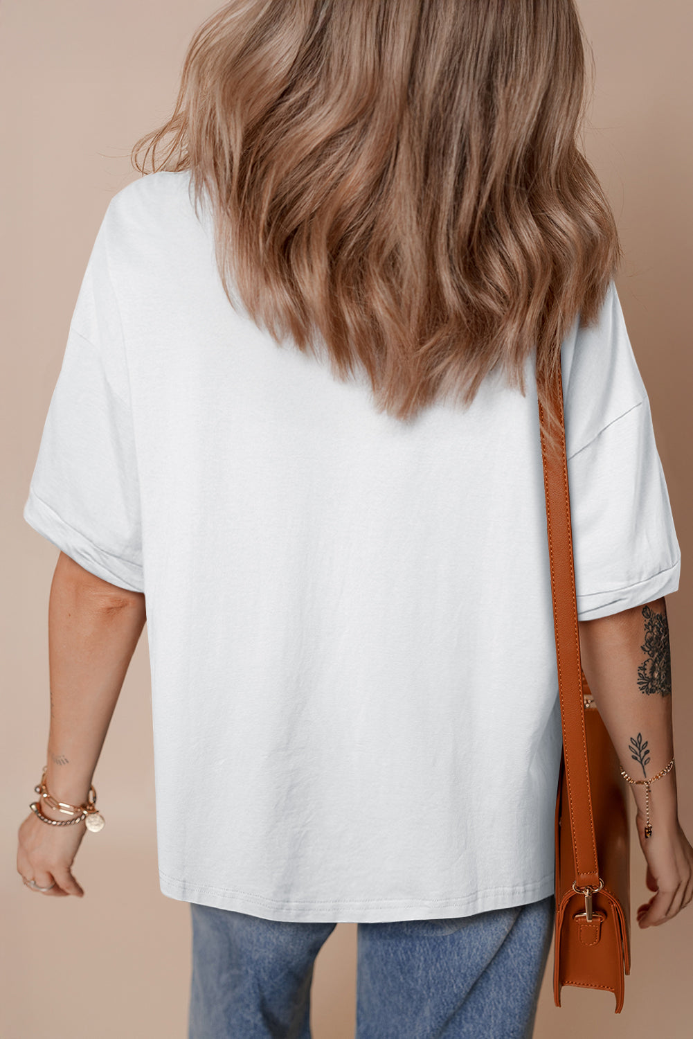 Myosotis Loose Half Sleeve Hi Low Hem T Shirt eAura