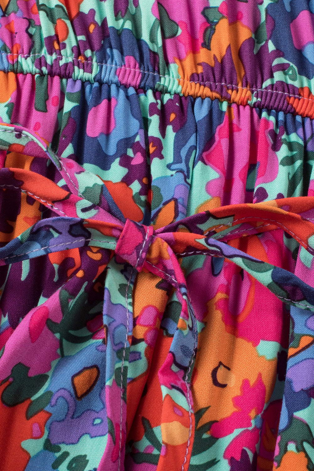 Blue Floral Print V Neck Wrap Split Maxi Dress eAura