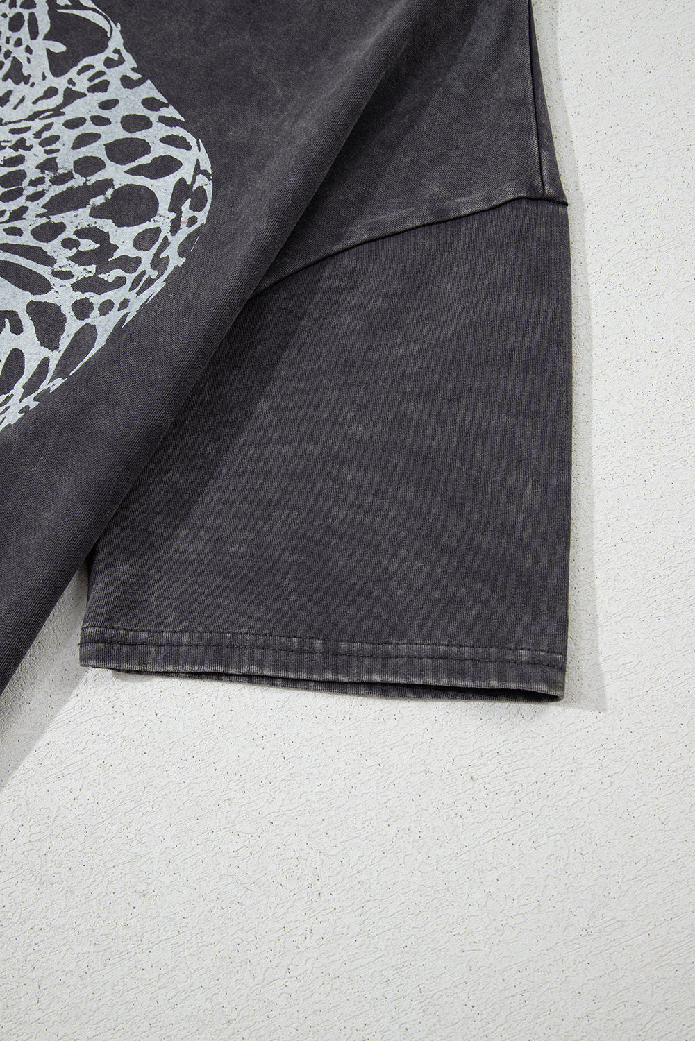 Medium Grey Vintage Cheetah Printed Mineral Wash Graphic Tee eAura