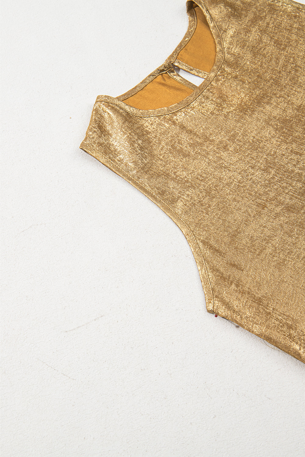Gold Metal Textured Sleeveless Top BB Fashion Outlet