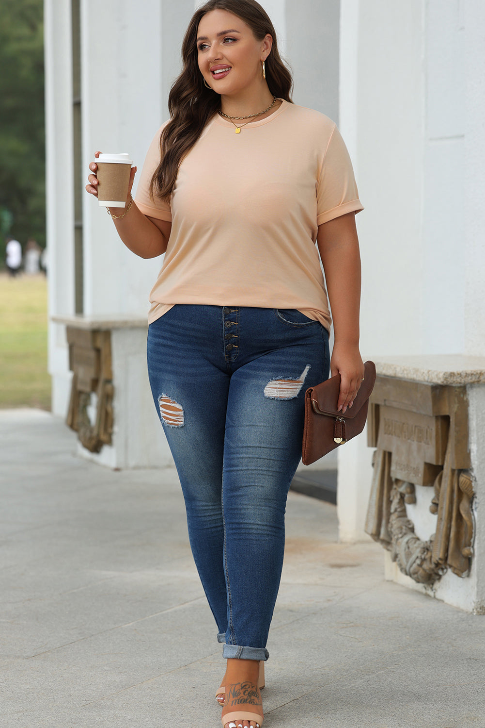 Casual Plain Crew Neck Tee T-Shirt