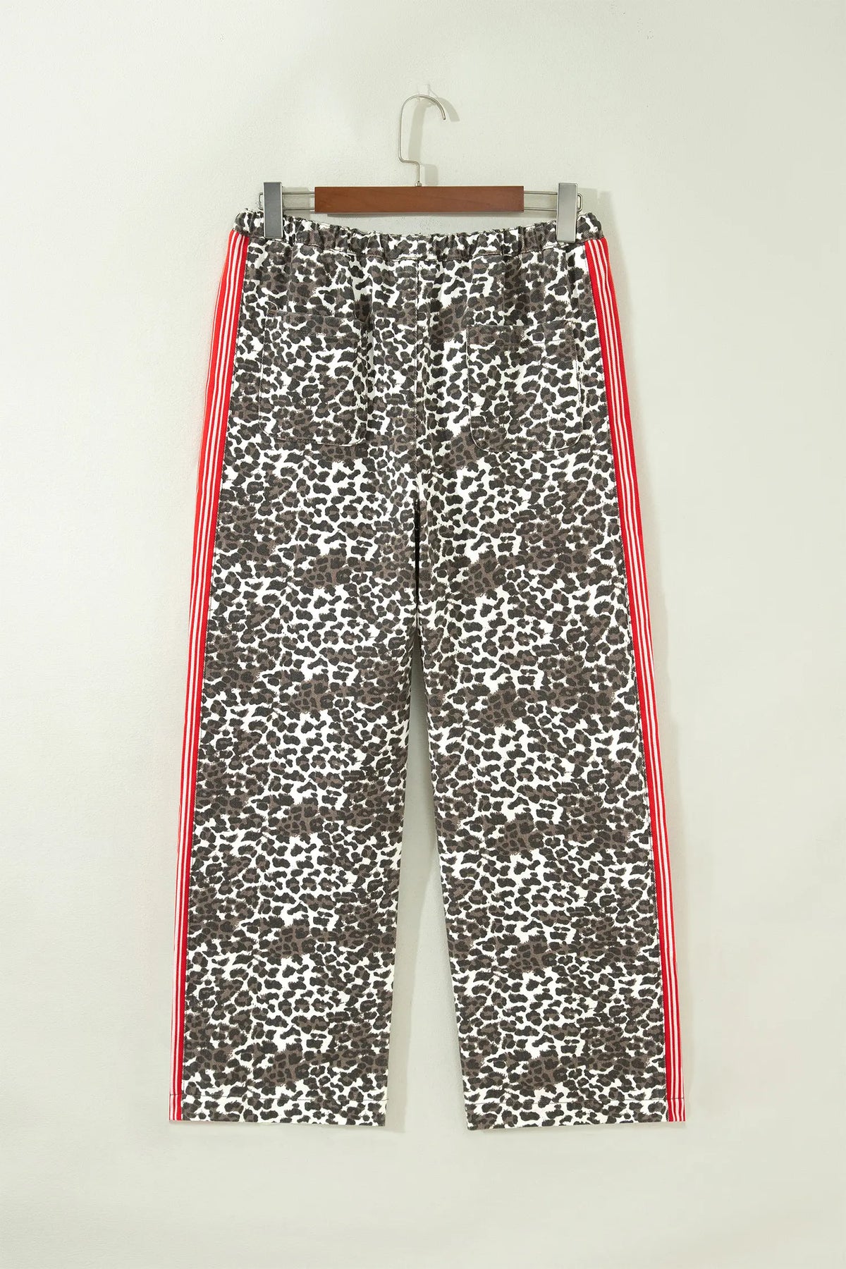 Leopard Patchwork Elastic Waist Jeans – Brown