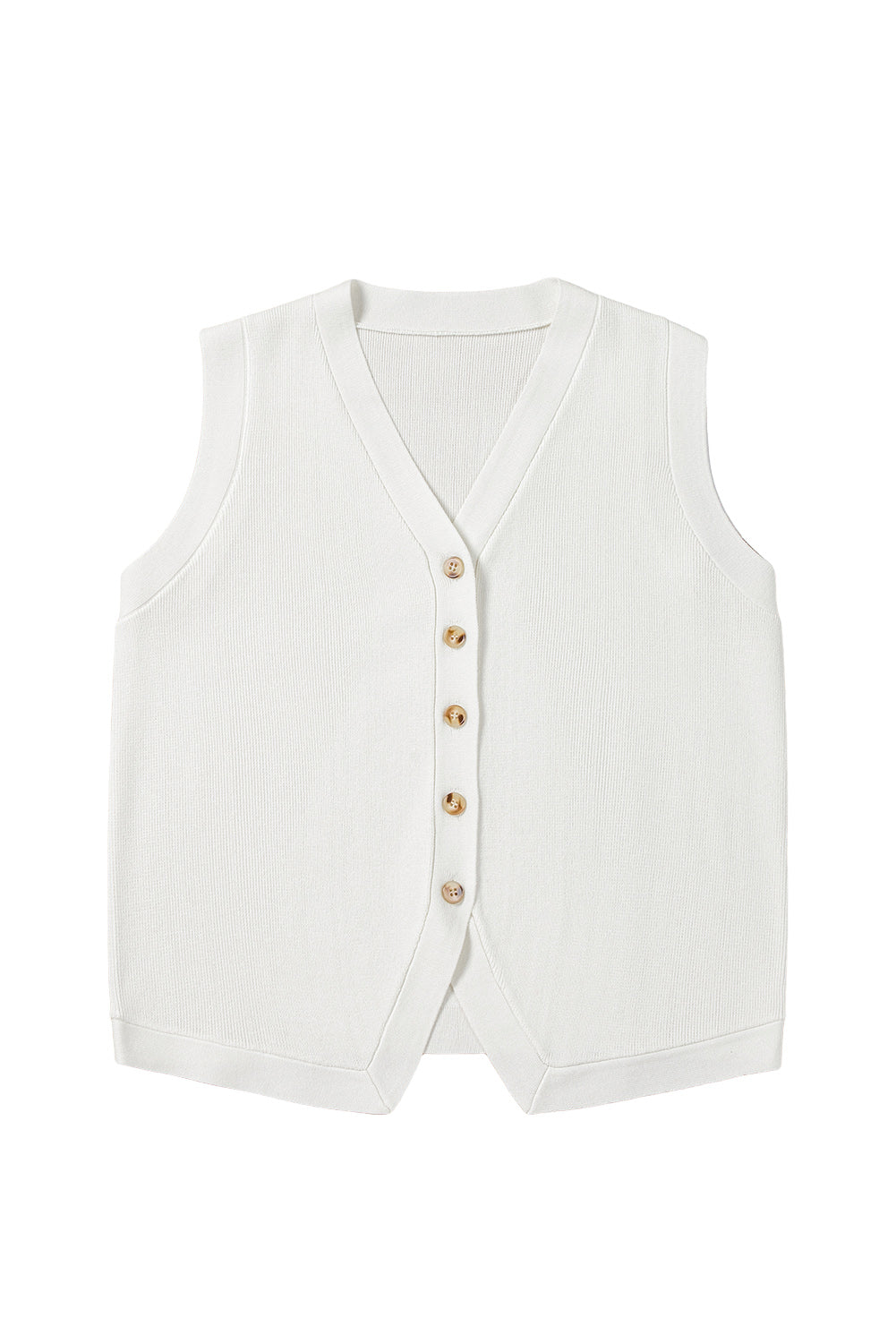White V Neck Buttoned Sweater Vest eAura