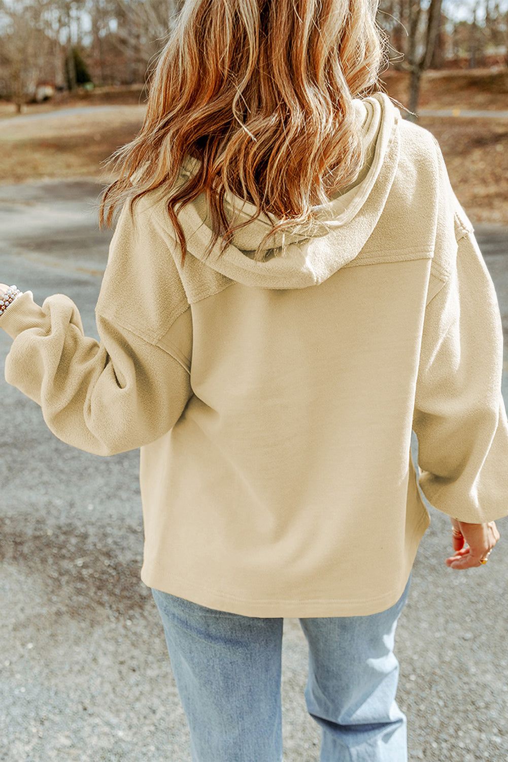 Flap Pocket Drawstring Hood Zip Up Jacket Beagle Boutique Fashion Outlet