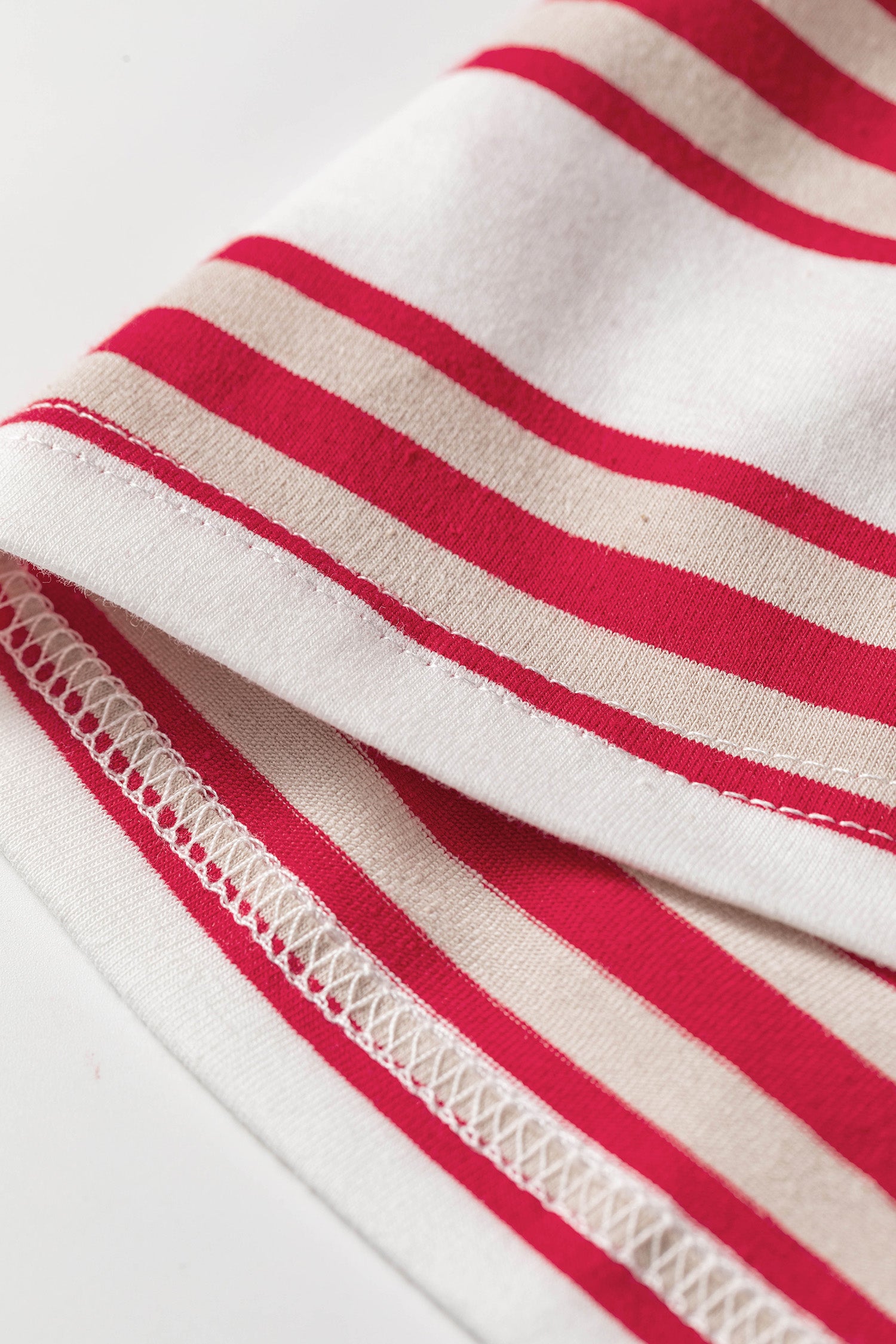 Dropped Shoulder Long Sleeve Casual Pullover Top – Red Stripe