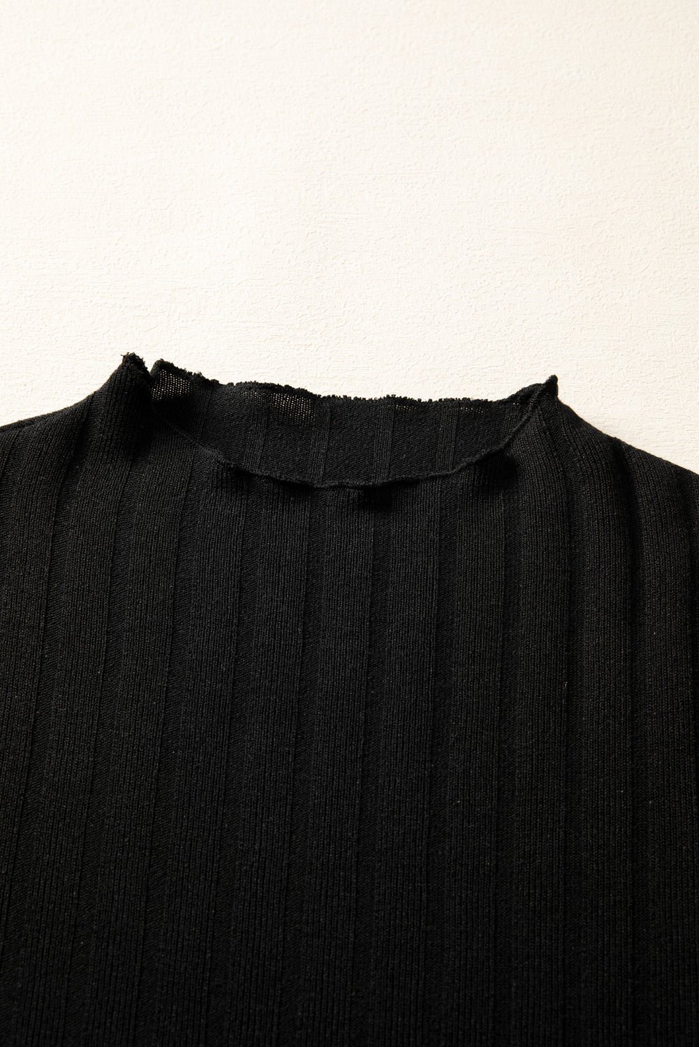 Black Frilled Neck Ribbed Knit Patchwork Long Sleeve Mini Dress Dear-Lover Dropshipping