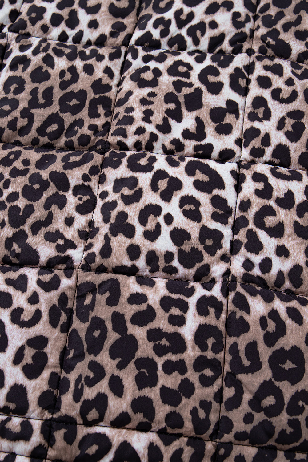 Leopard Quilted Full Zipper Casual Puff Vest - eAura