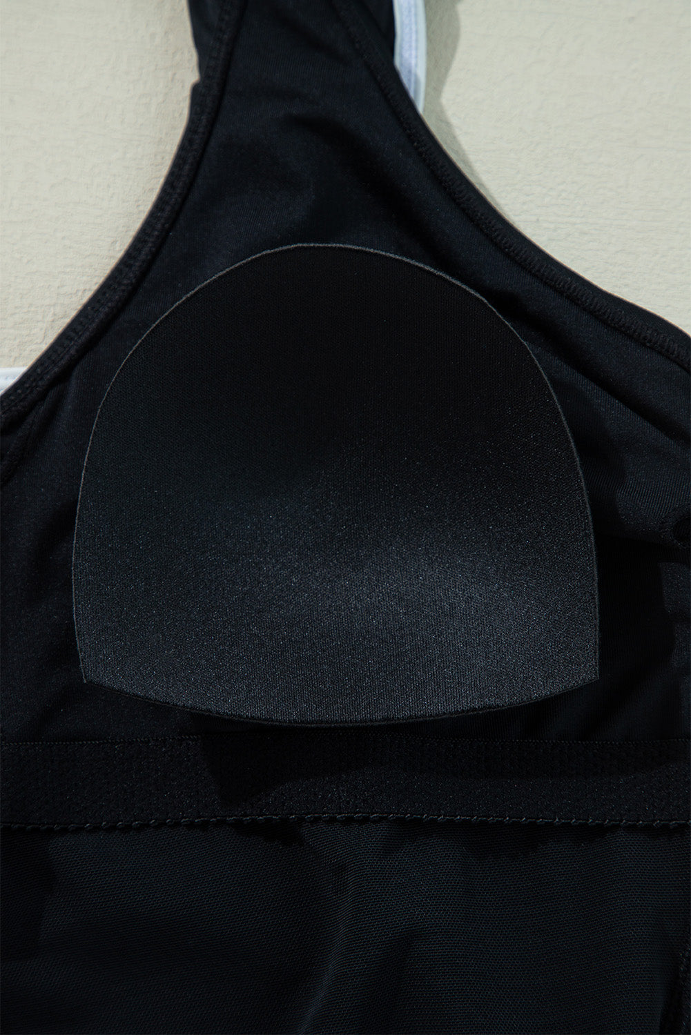 Black Colour Contrast Ruffled Wrap V Neck Swimsuit eAura