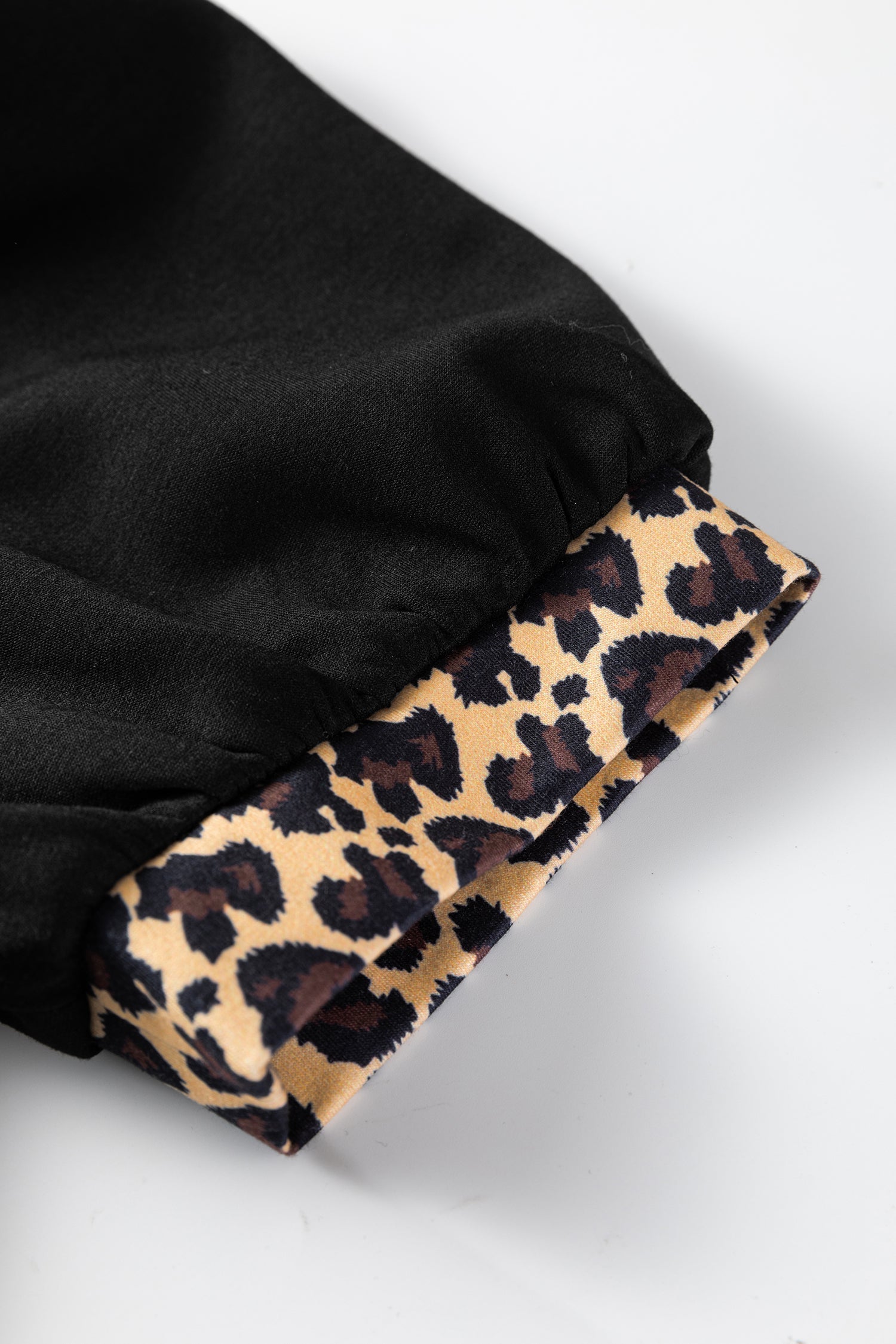 Leopard Patchwork Zip Collared Short Puff Sleeve Shift Mini Dress - eAura