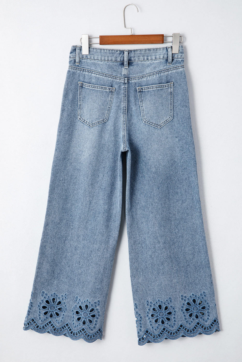 Embroidered Cropped Wide Leg High Waist Jeans - eAura