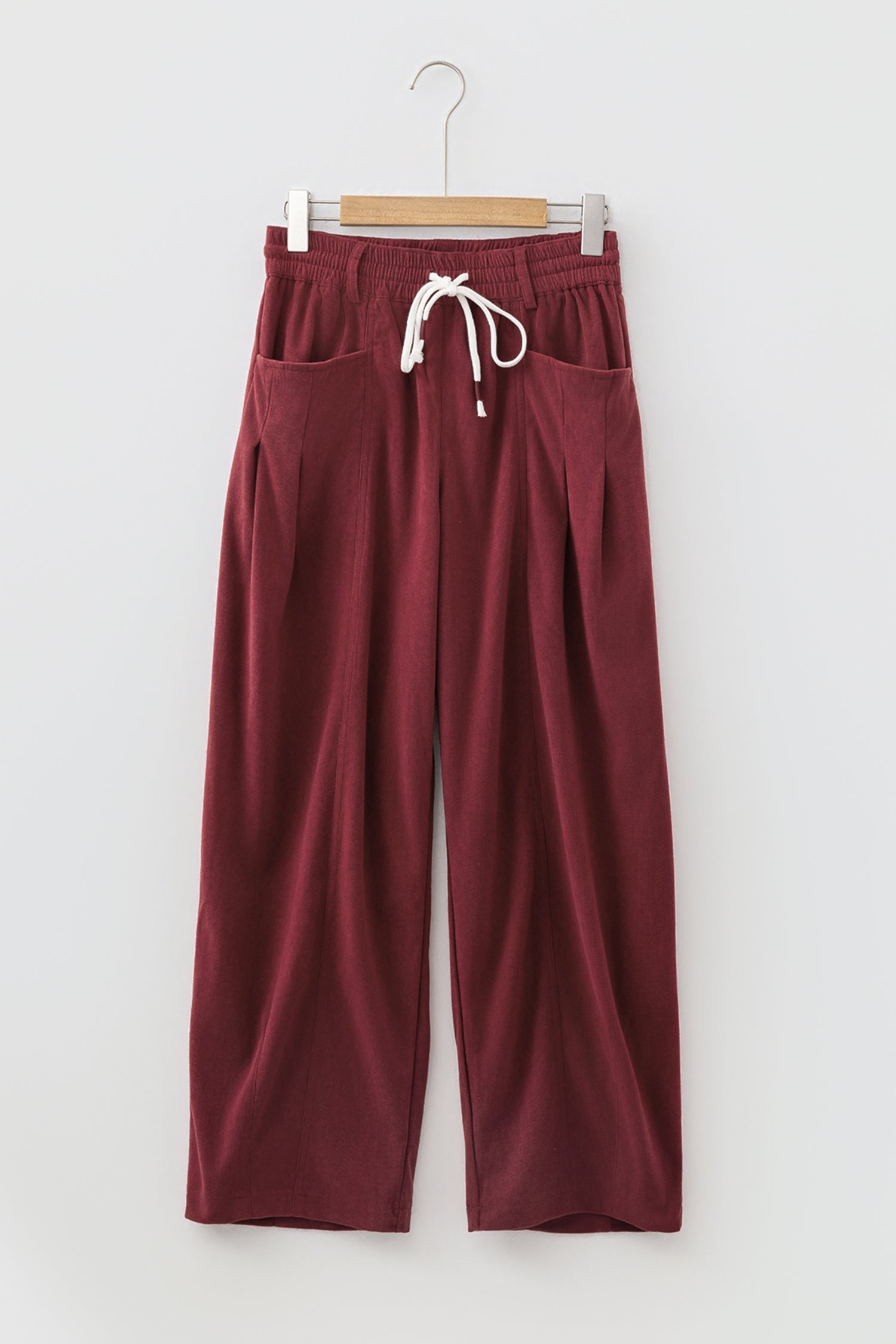 Elastic Waist Drawstring Corduroy Casual Pants – Racing Red