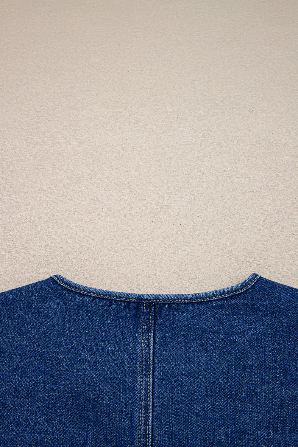 Blue Fastening Big Patched Pockets Straight Cut Deep Wash Denim Jacket - eAura