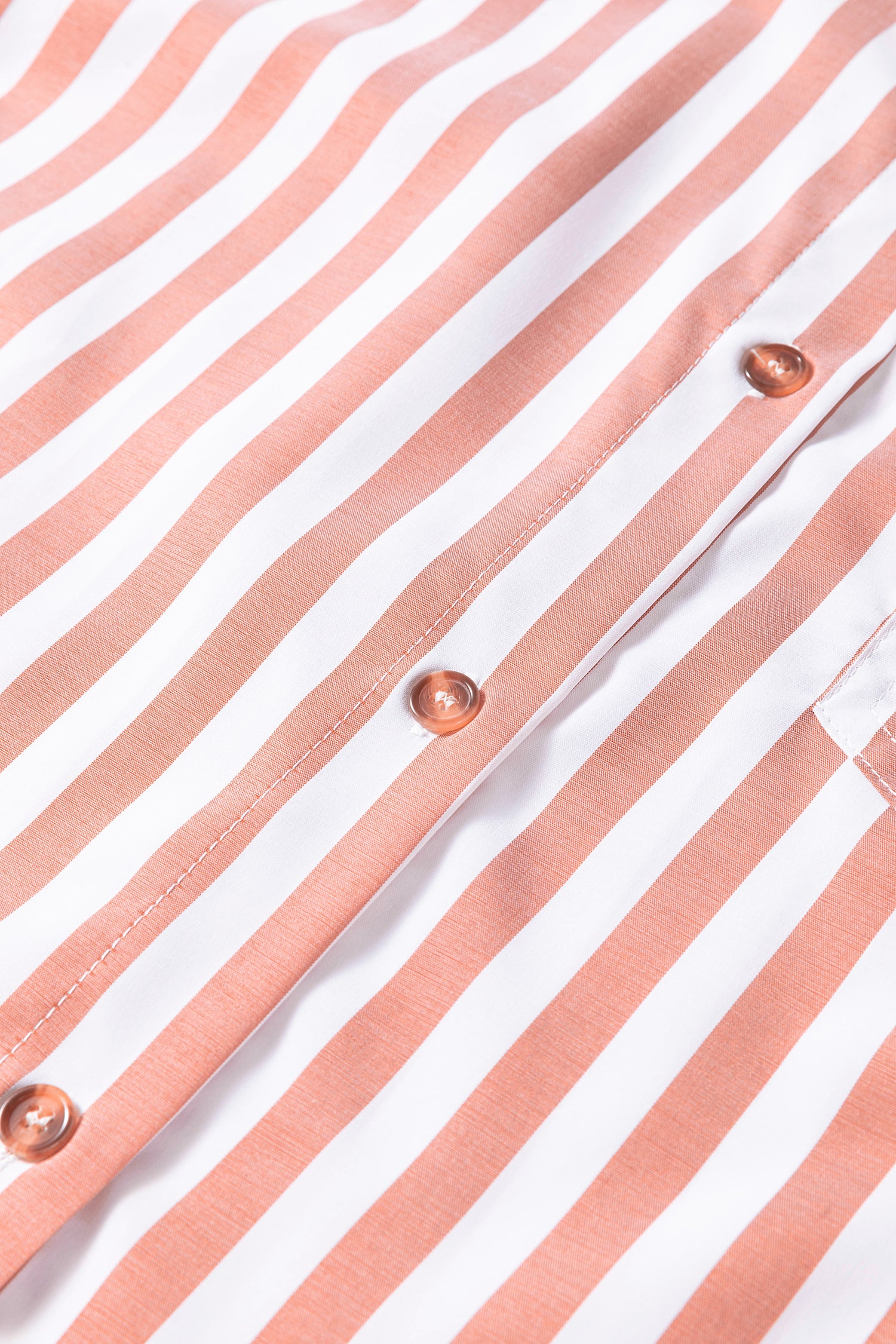 Button Front Ruffle Hem Bracelet Sleeve Shirt – Khaki Stripe