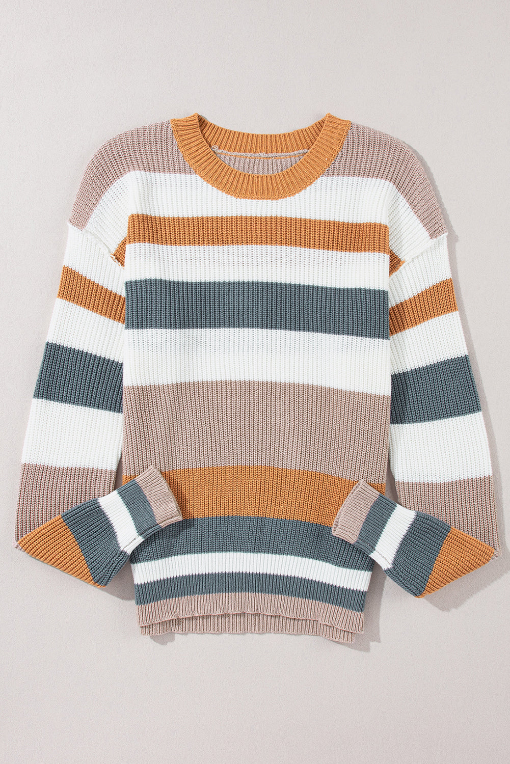 Camel Classic Round Neck Colourblock Knit Sweater eAura