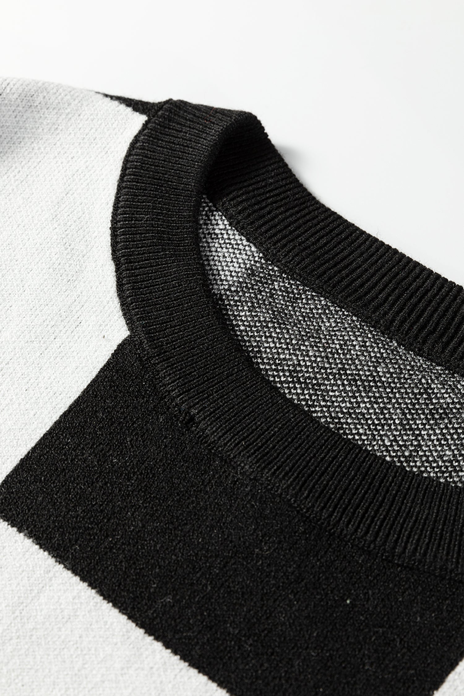 Checkered Pattern Loose Drop Shoulder Half Sleeve Sweater - Sweaters & Cardigans/Short