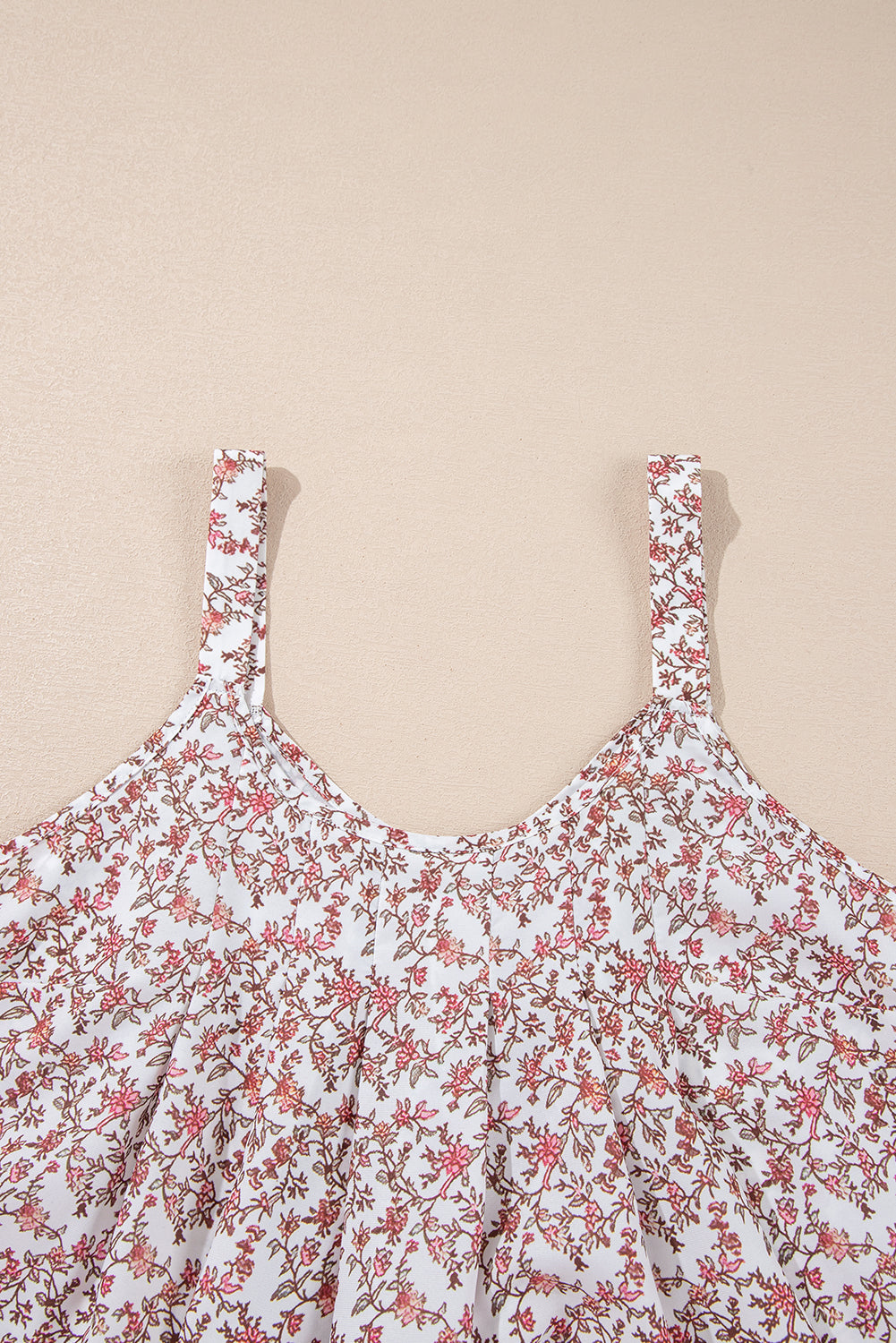 Pink Bohemian Floral Pleated U Neck Vest eAura
