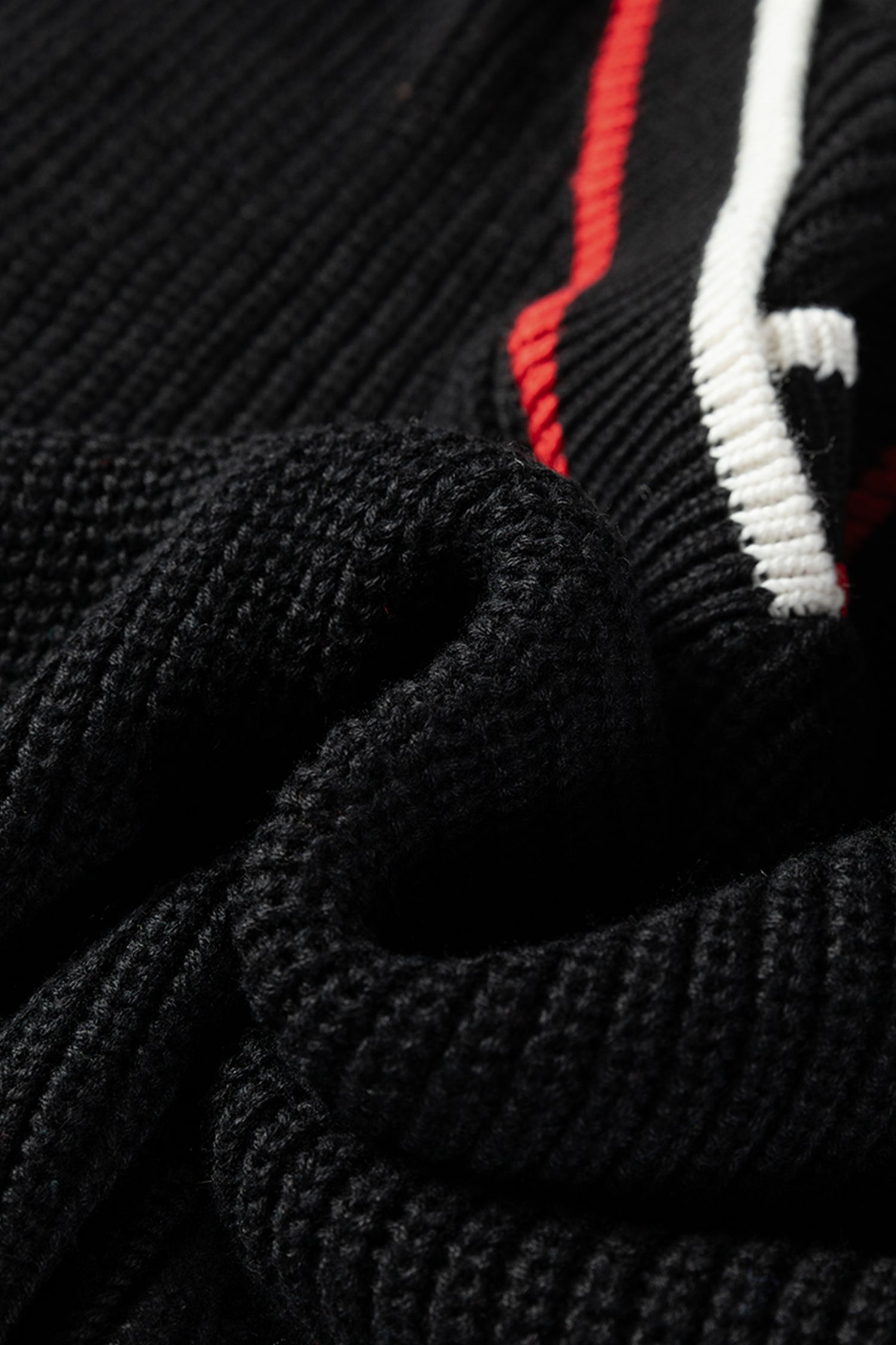 Black Contrast Striped Trim V Neck Drop Shoulder Sweater - Sweaters & Cardigans/Sweaters