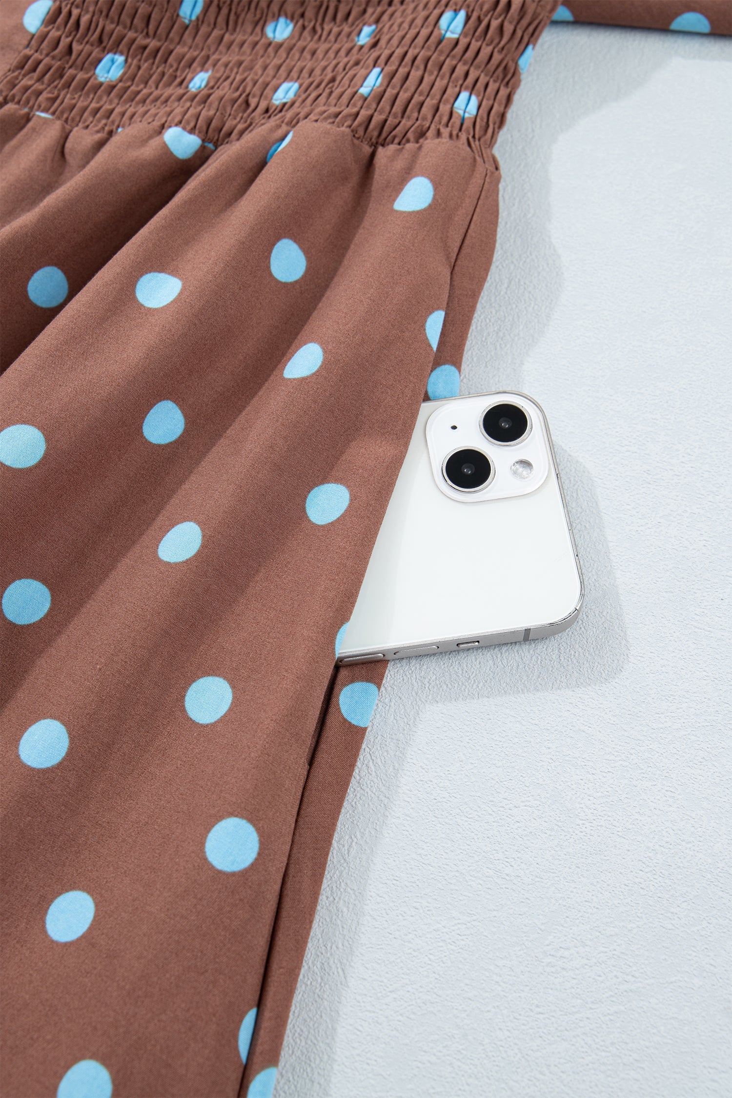 Polka Dot Print Contrast Trim V-Neck Zip Up Sleeveless Dress