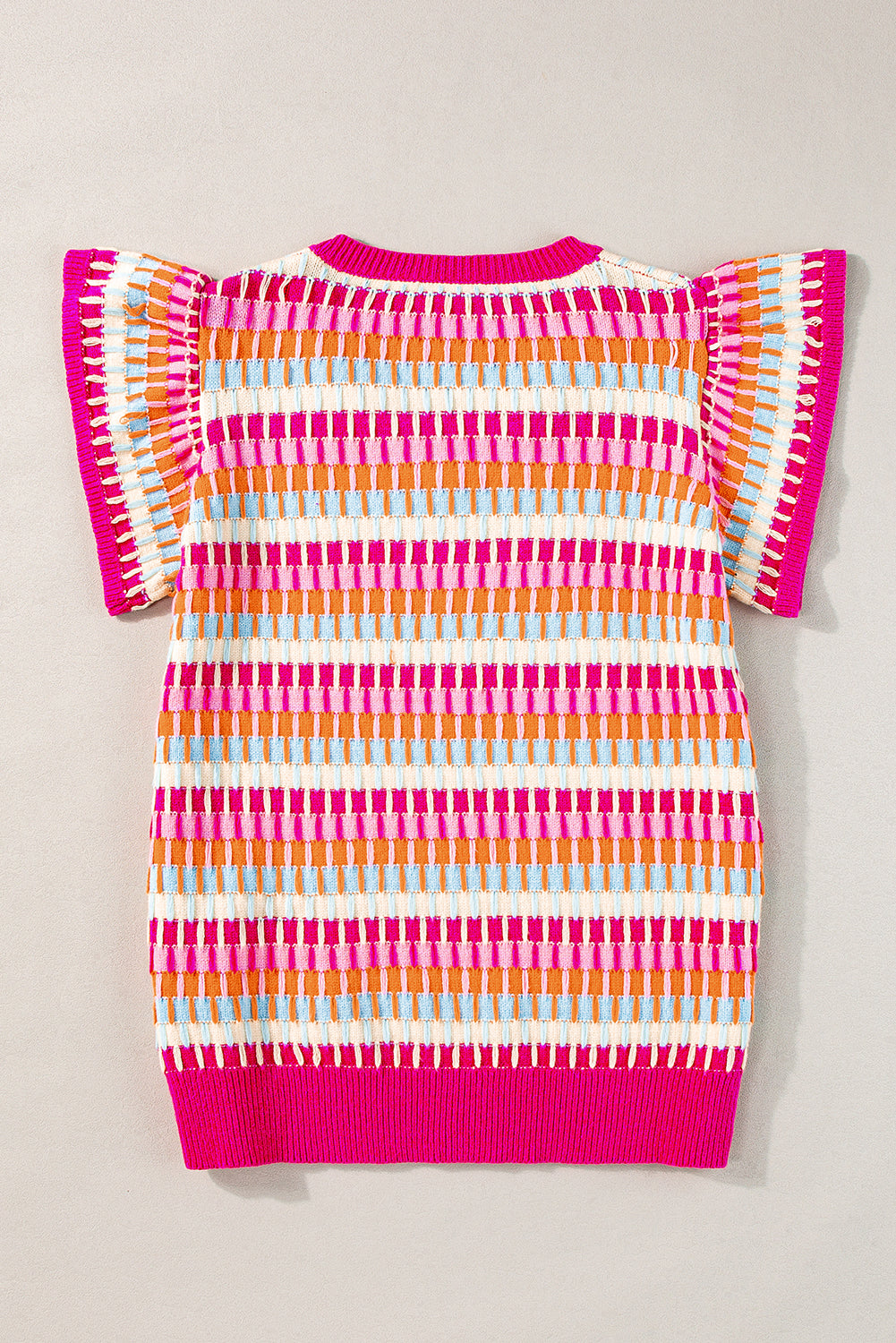 Green Multi Flutter Sleeve Knitted Sweater Top eAura