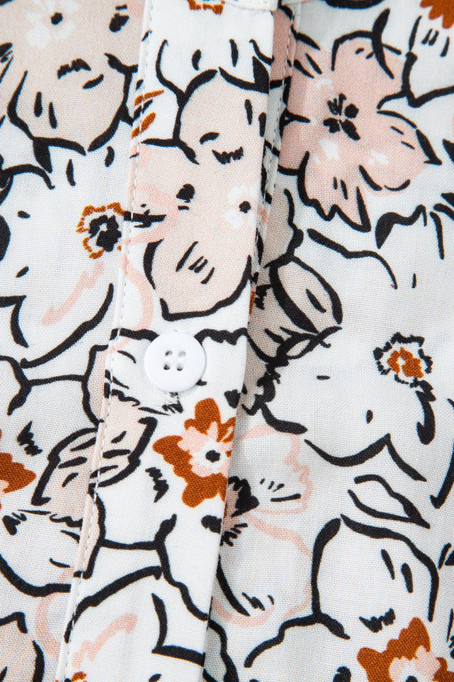 Bold Floral Print Frilled Puff Sleeve Button Down Shirt - eAura