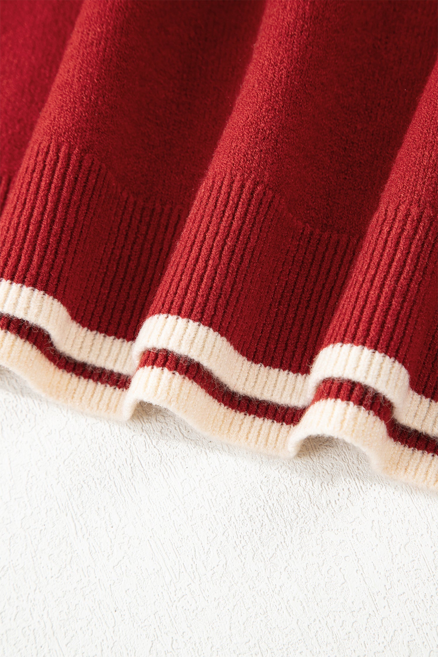 Leopard Bow Decor Split Cuff Contrast Trim Sweater - eAura