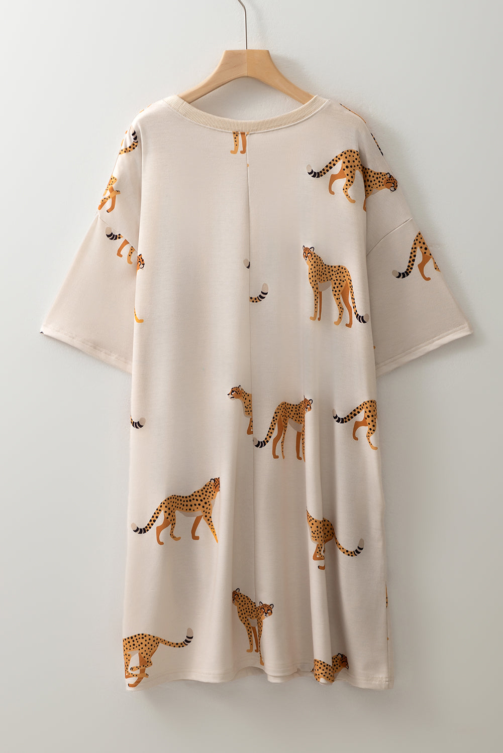 Apricot Plus Size Cheetah Print Side Pockets T Shirt Mini Dress BB Fashion Outlet