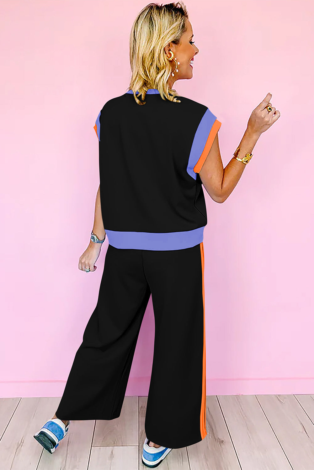 Colour Block Detail Casual Two-piece Co-ord Set Outfit